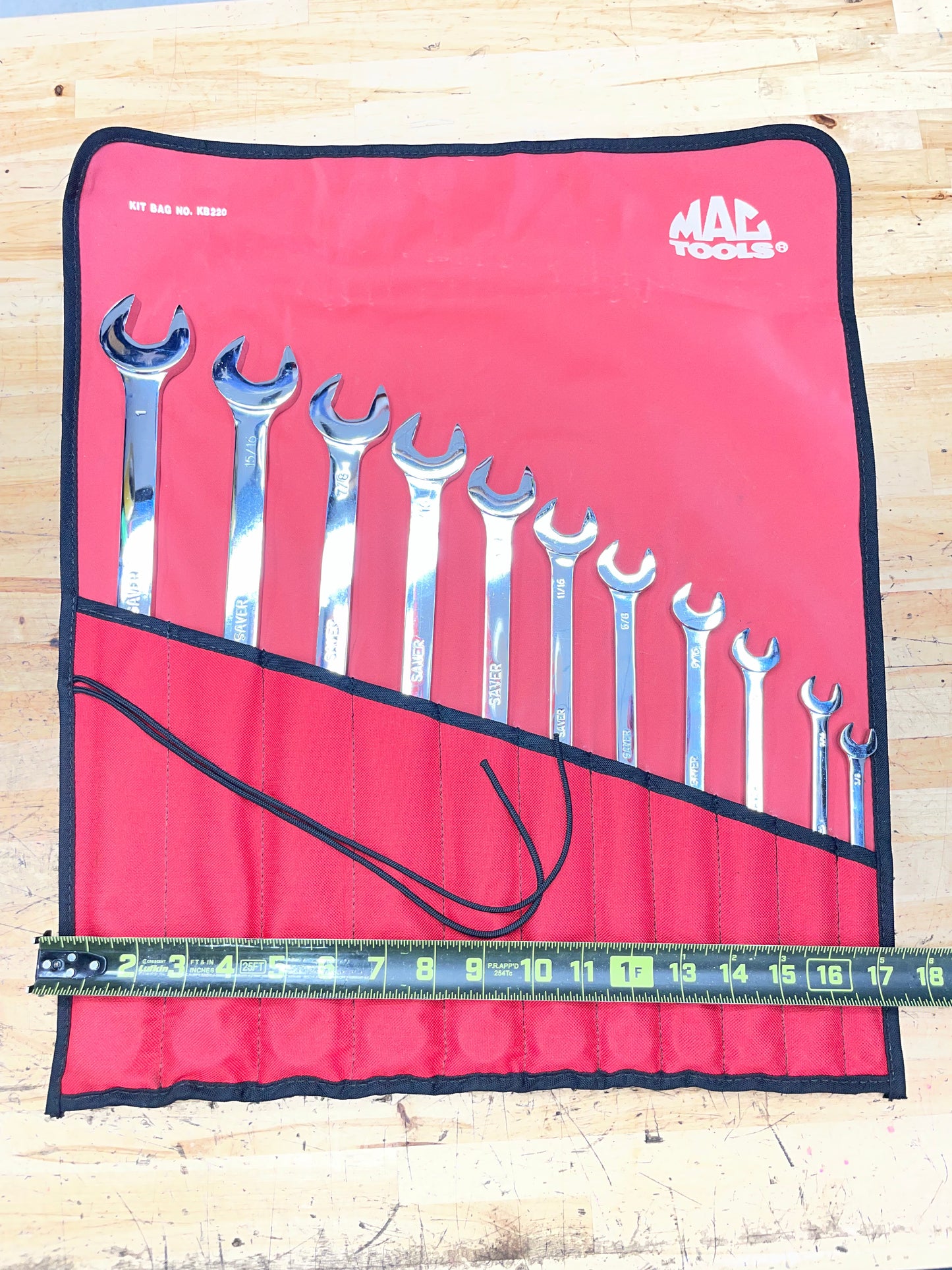 Mac Tools SAE Long Pattern Combo Wrench Set 11pc 3/8”-1” USA LIKE NEW SCL11LKS