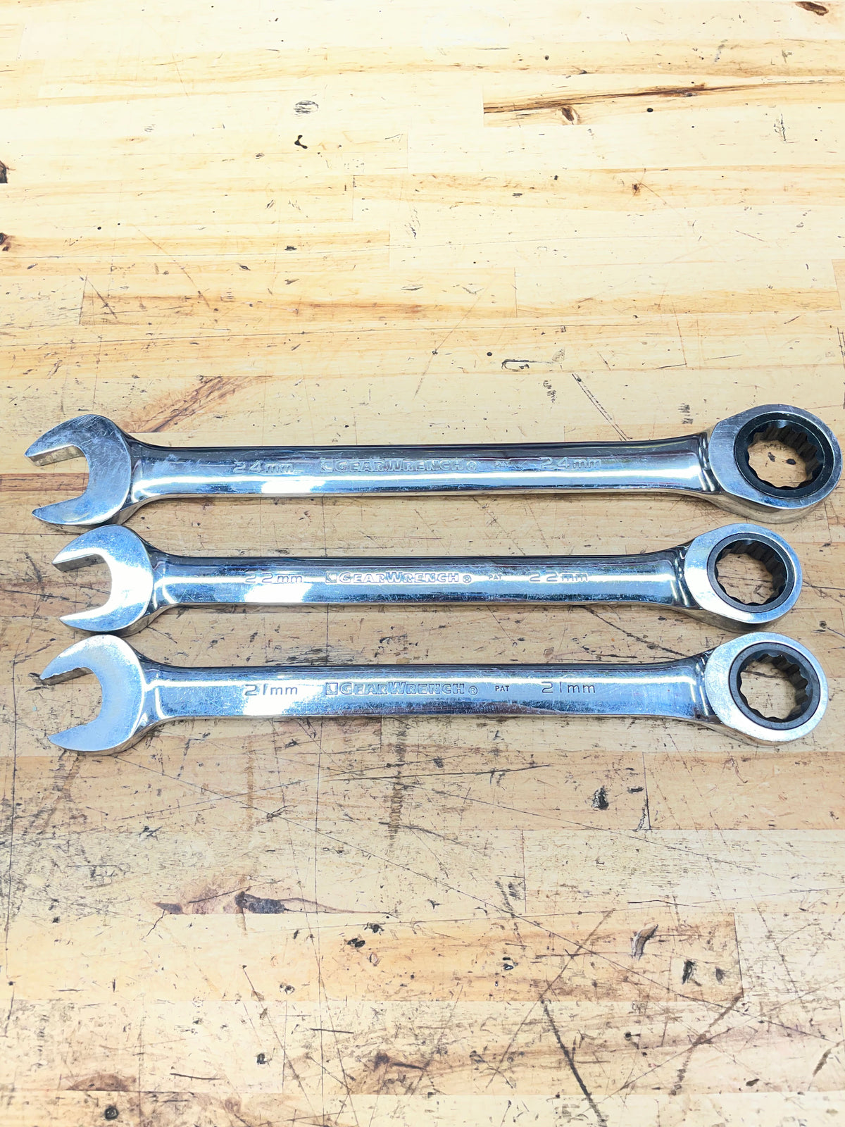 Gearwrench Metric Large Size Ratcheting Combo Wrench Set 21,22,24mm