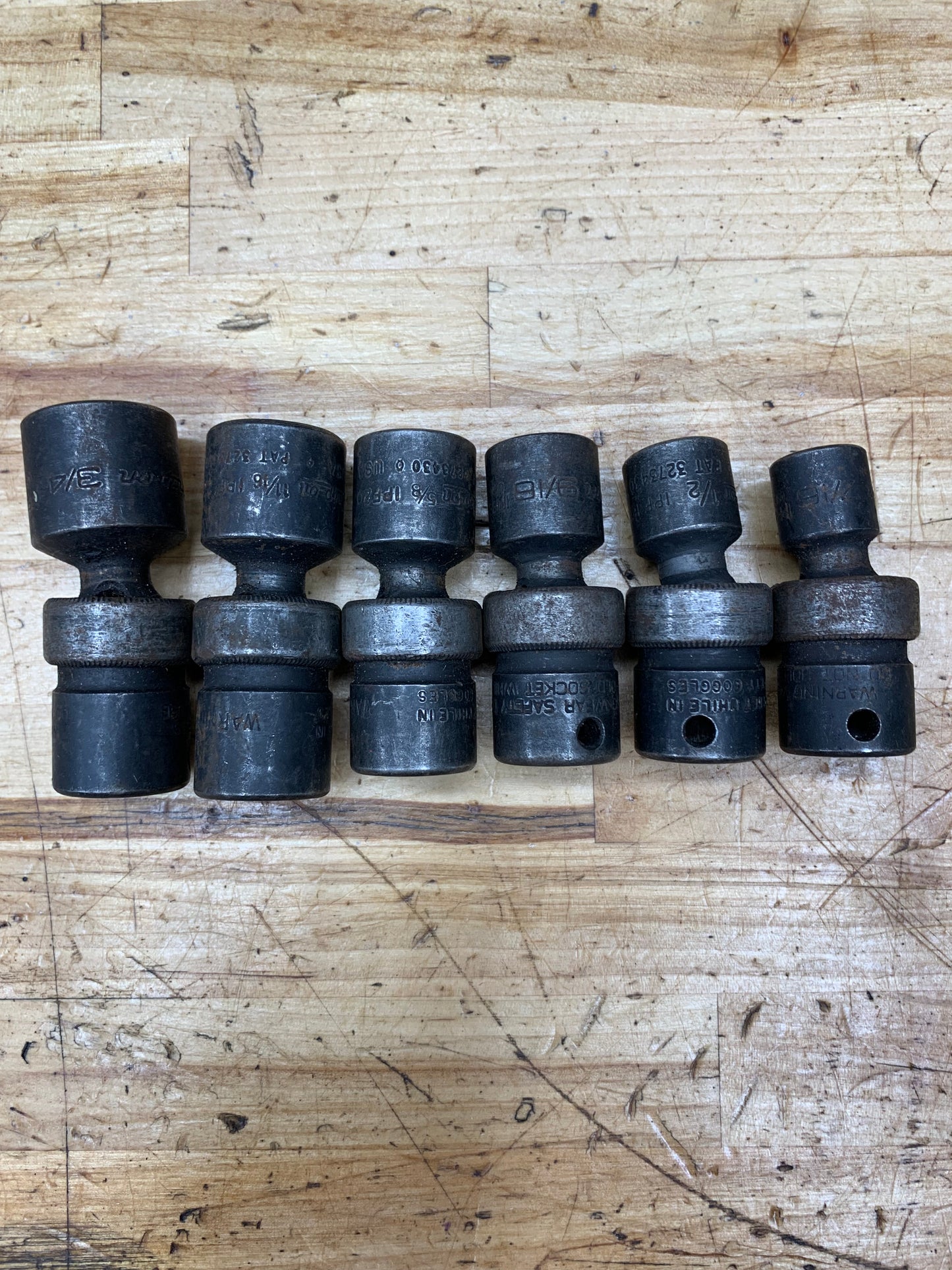 Snap On 3/8” SAE Impact Swivel Universal Socket Set 6pc USA