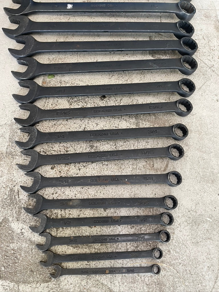 Snap On SAE Combo Wrench Set Black Industrial Finish GOEX 22pc