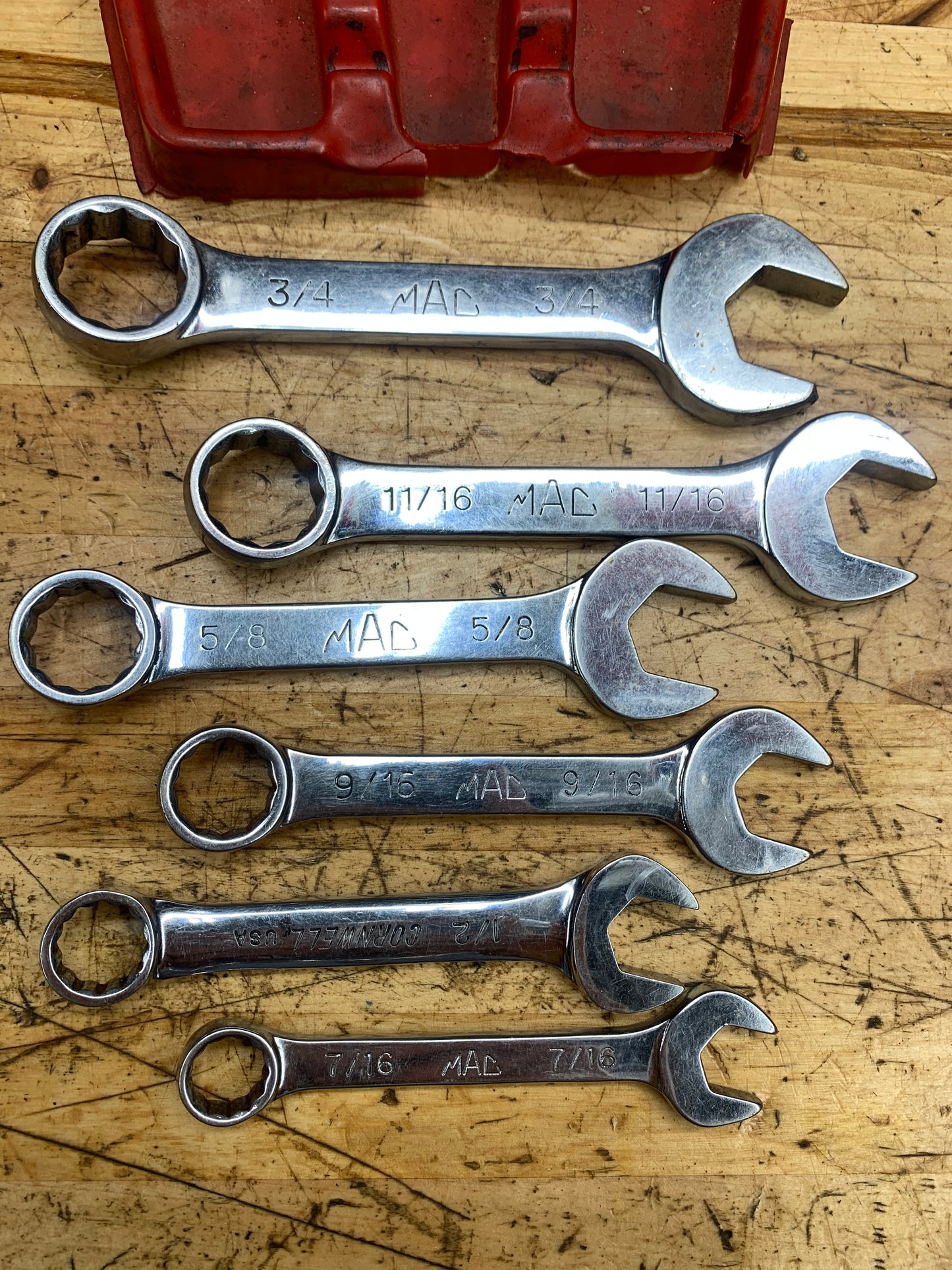 Mac Tools* SAE Stubby Combo Wrench Set 6pc USA