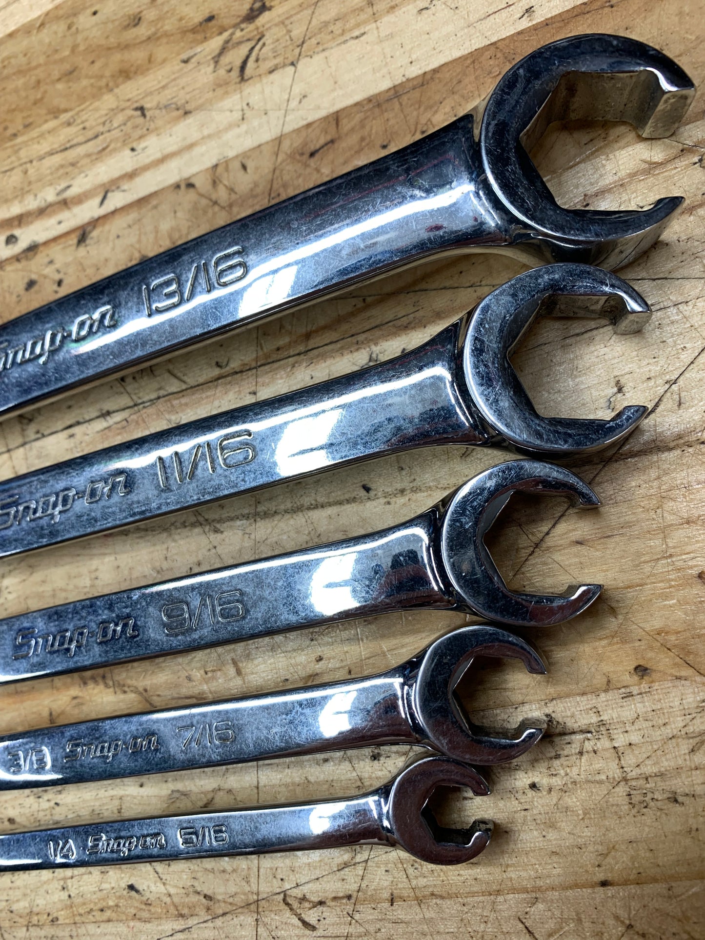Snap On SAE Flare Wrench Set 5pc USA 1/4"-13/16" RXFS605B