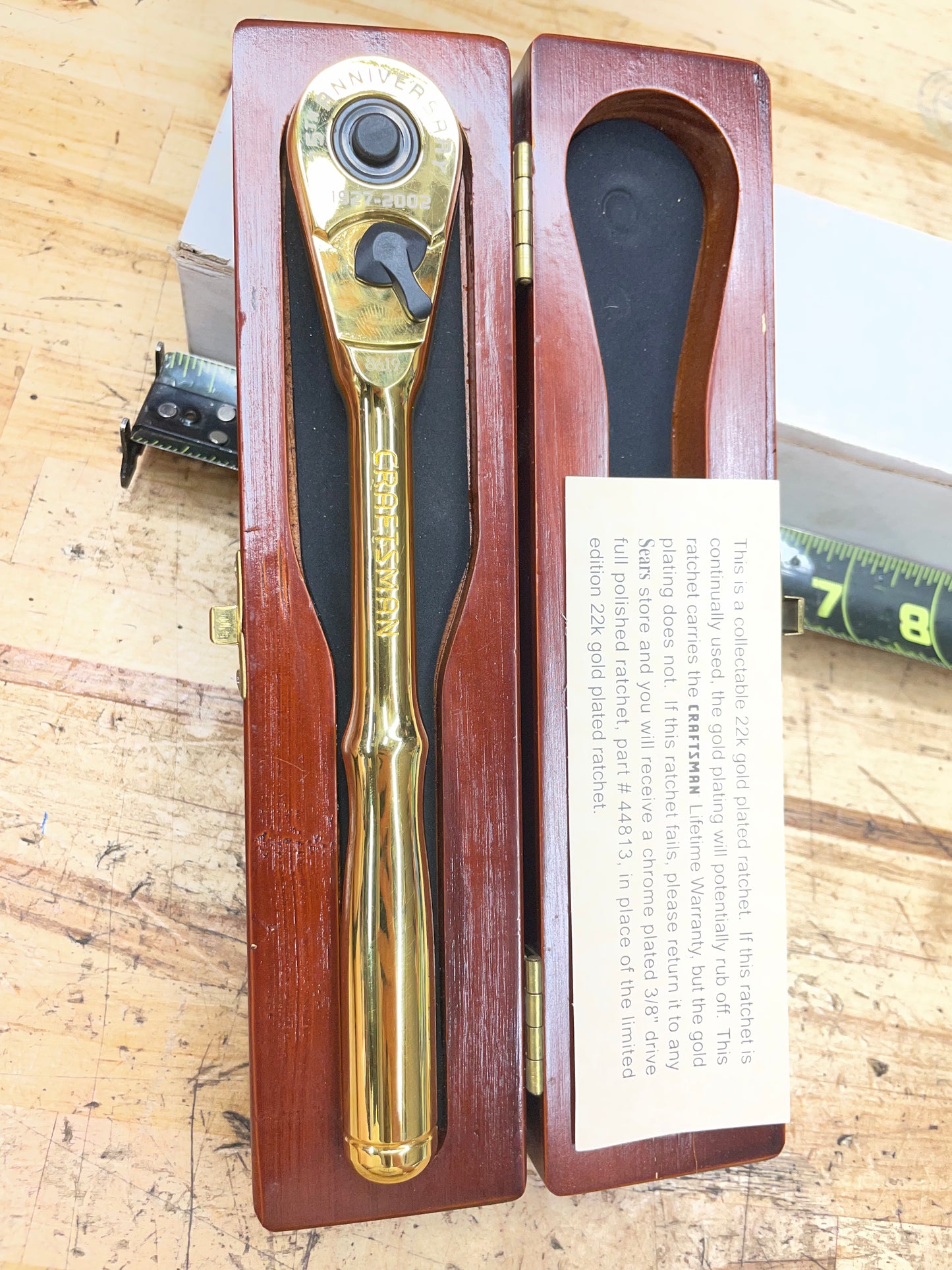 Craftsman Tools 75th Anniversary 2002 Limited Edition 22k Gold Plated Ratchet  USA VR44813