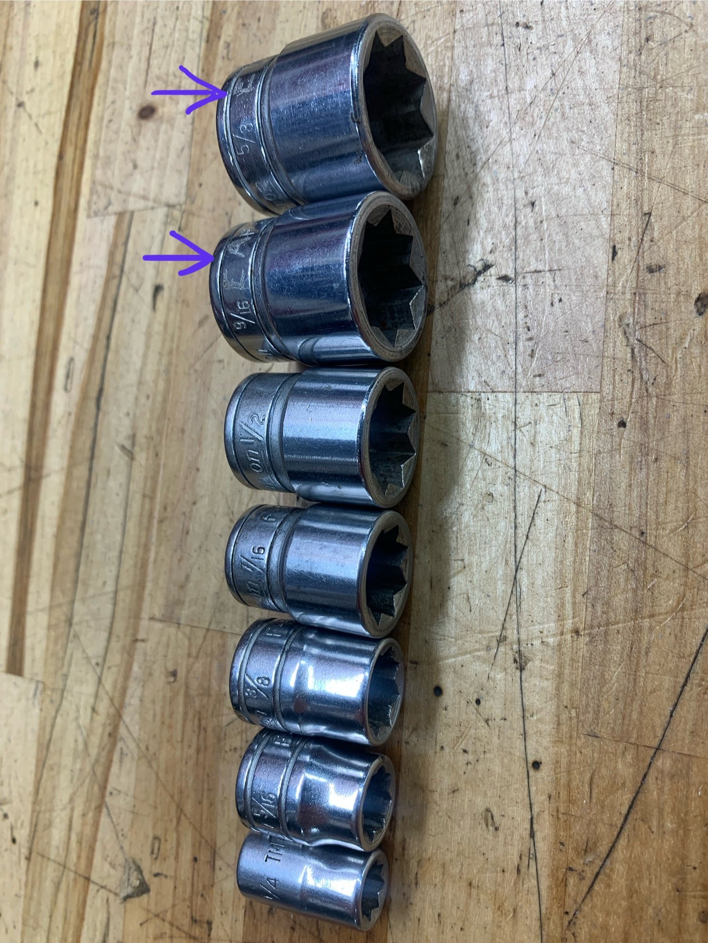 Snap On 8 Point Sockets 7pc. VINTAGE