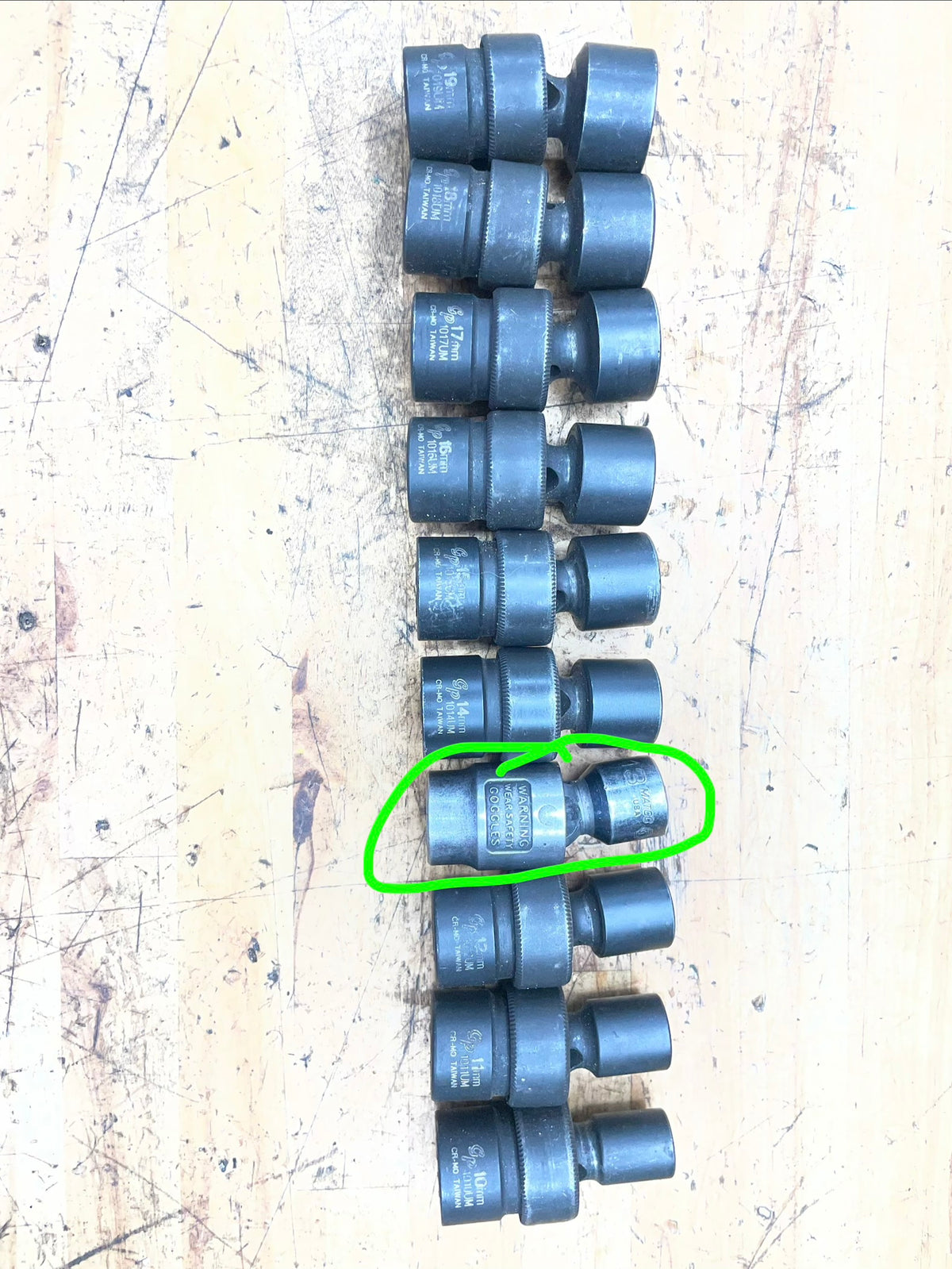GP* 3/8” Metric Impact Shallow Swivel Universal Socket Set 10-19mm 1210UM
