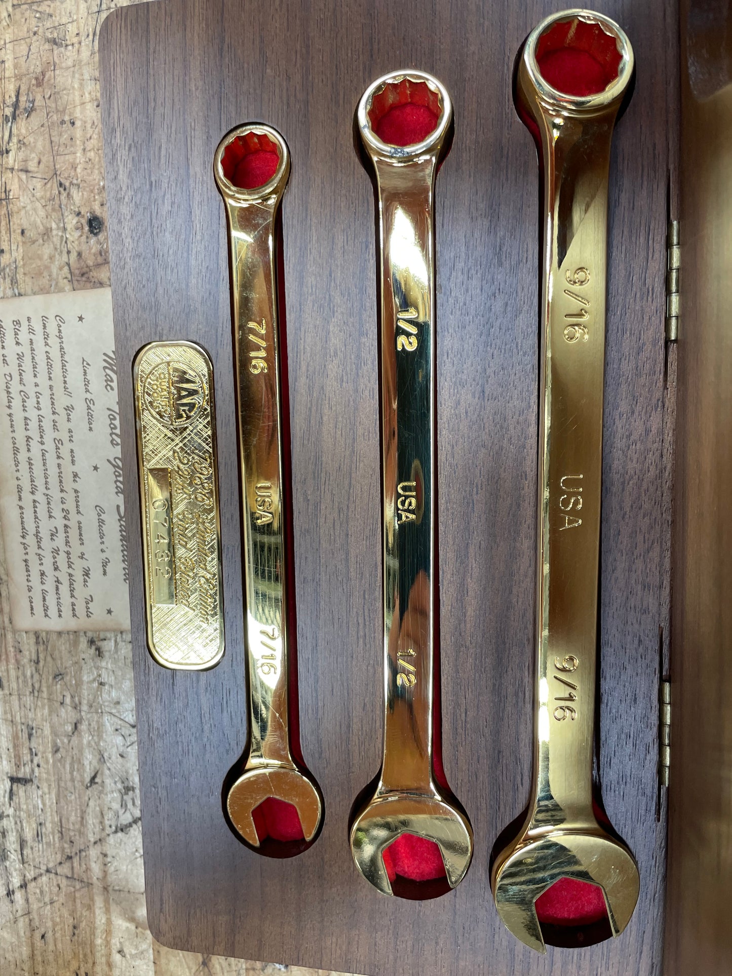 Mac Tools 1986 Limited Edition 24k Gold Plated Combo Wrench Set USA SCL1986
