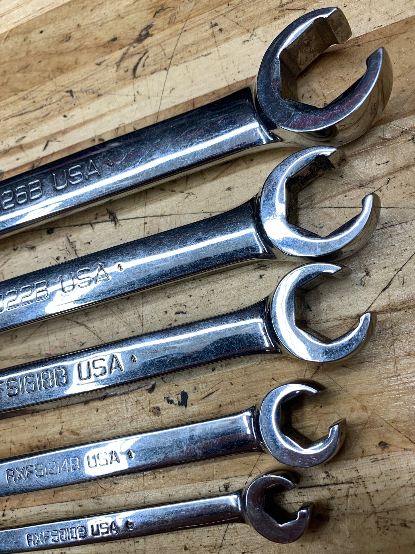 Snap On SAE Flare Wrench Set 5pc USA 1/4"-13/16" RXFS605B
