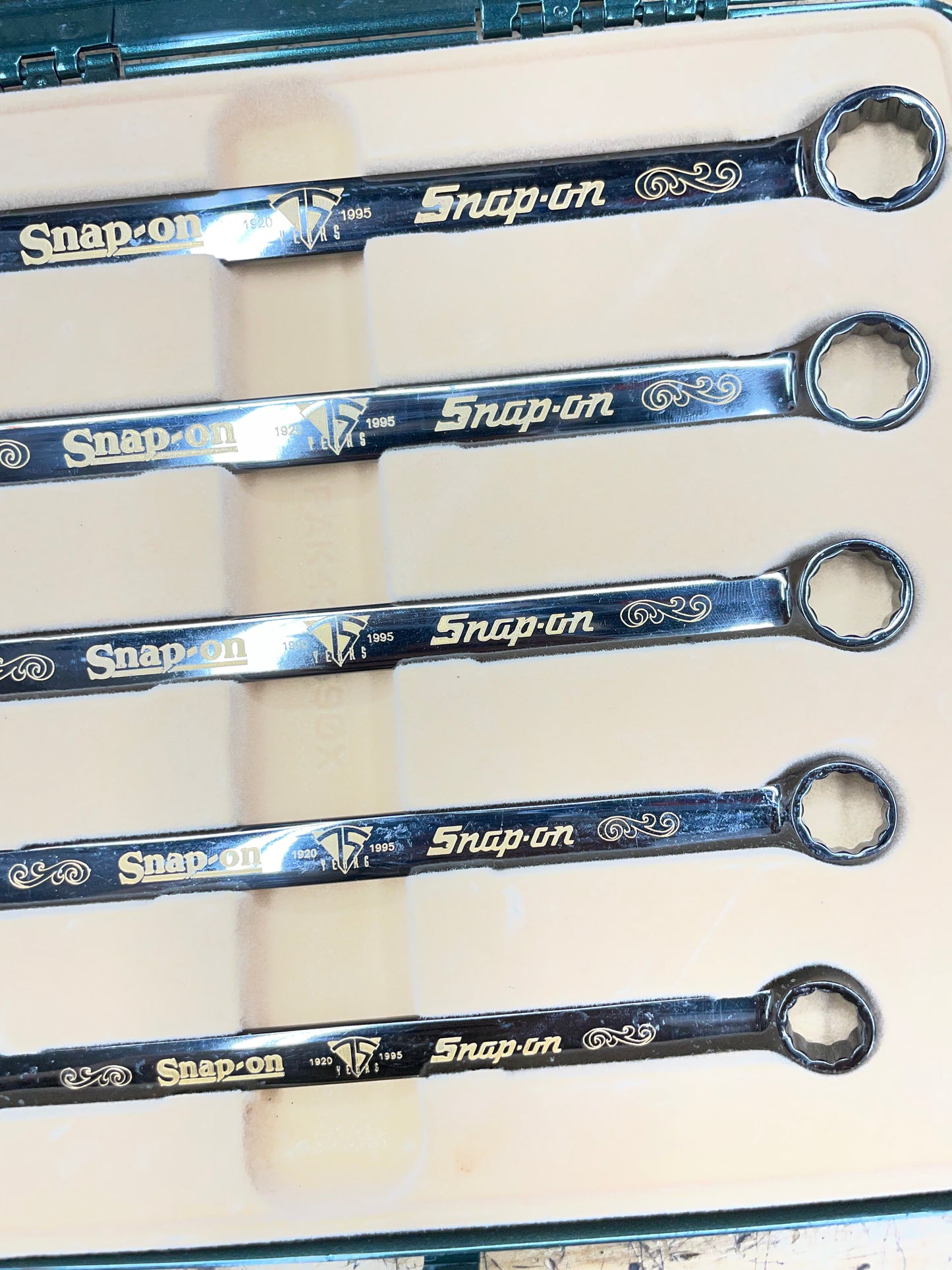 Snap On 75th Anniversary Edition 1995 24K Gold Engraved SAE Wrench Set 5pc USA KRA285