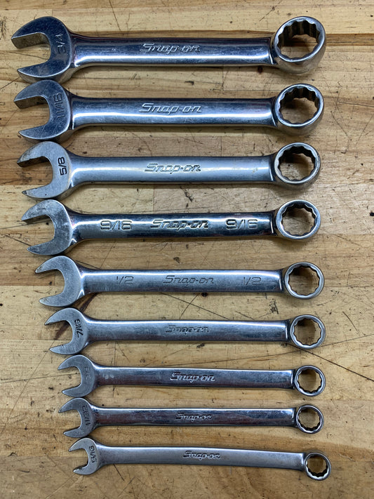 Snap On Short Pattern SAE Wrench Set 9pc 5/16"-3/4OEXS709B