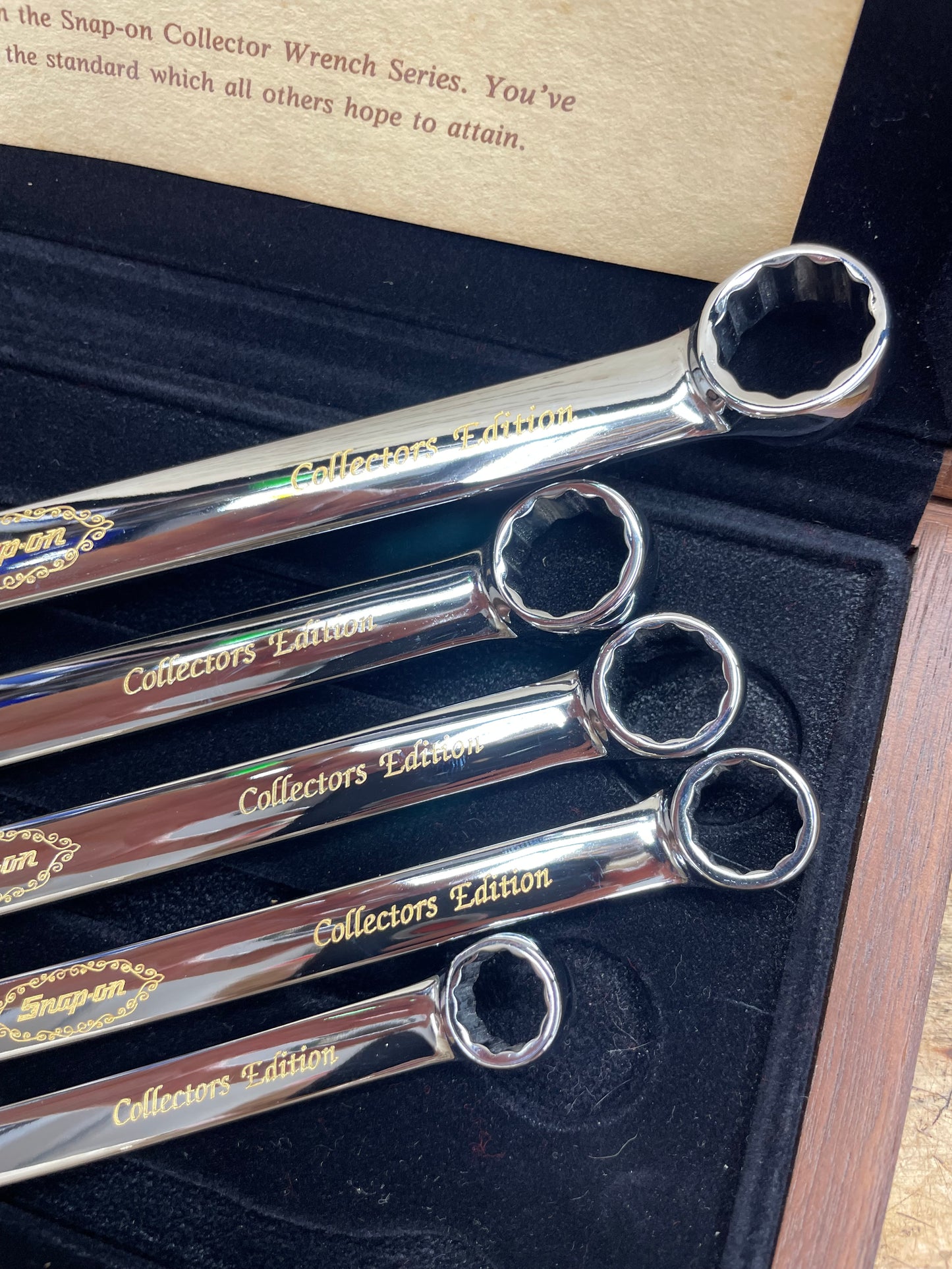 Snap On Collector Wrench Series 24K Gold Engraved SAE Combo Wrench Set 5pc USA