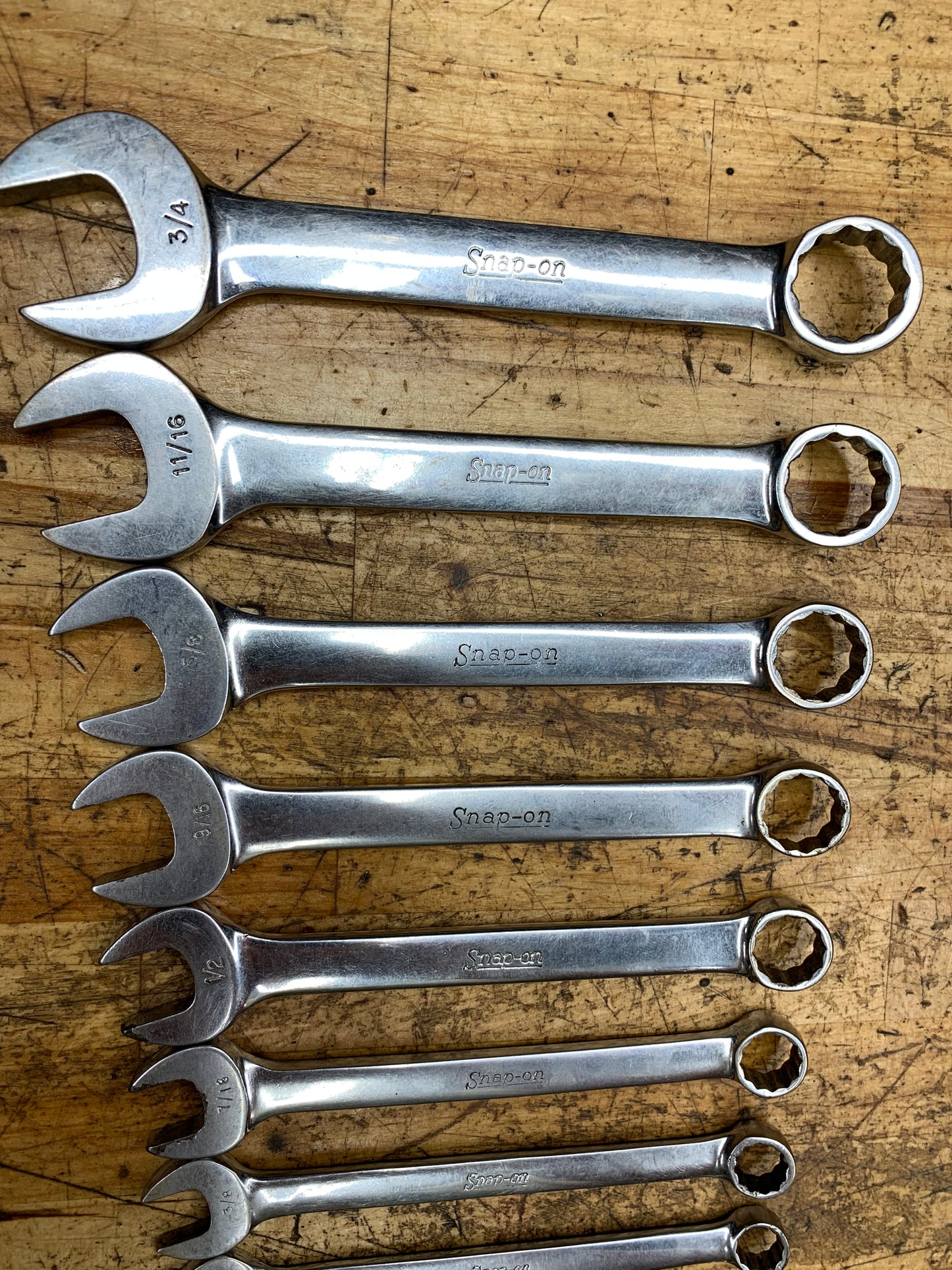 Snap On SAE Combo Short Pattern Wrench Set 10pc USA OEXS709B+1/4"