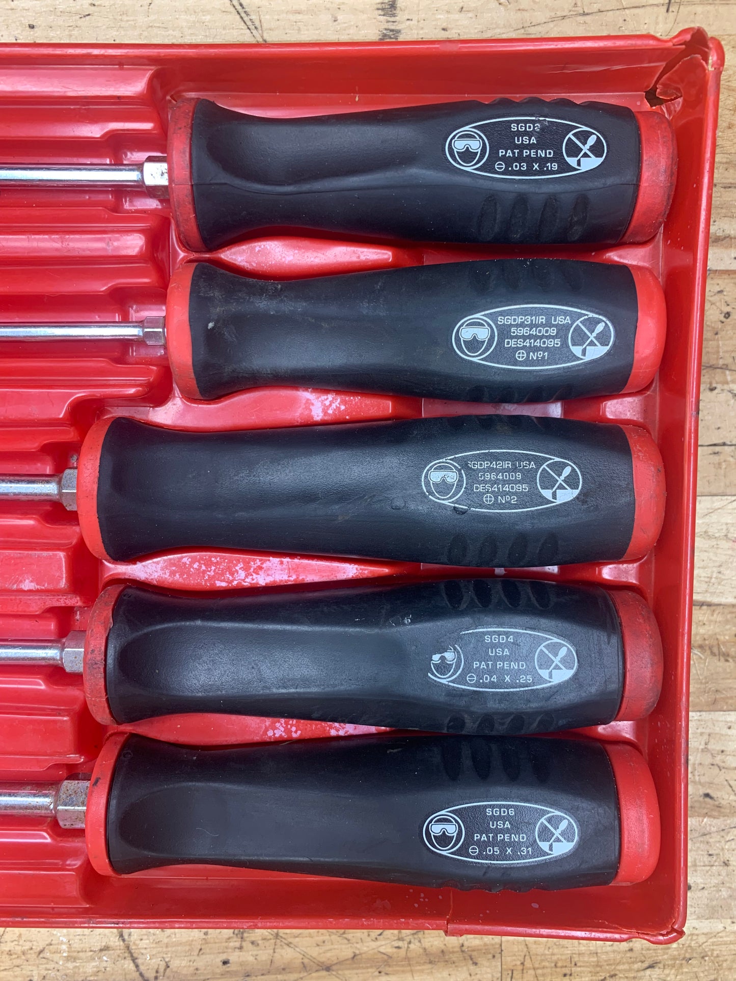 Snap On Screwdriver Set 5pc Phillips/Flathead Vintage Soft Grip USA SGD50BG