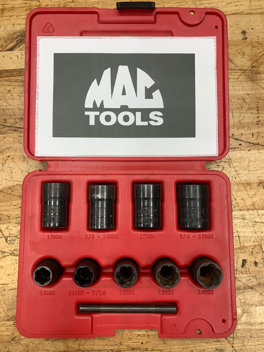 Mac Nut Extractor Twist Socket Set 9pc SXT9LR