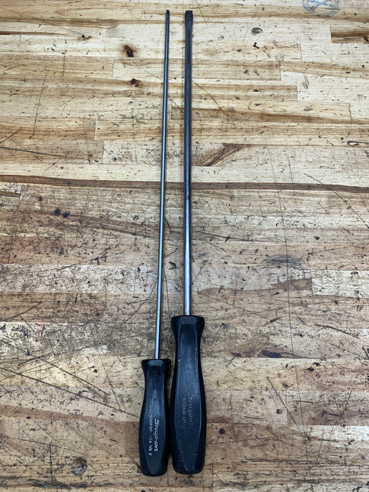 Snap On Long Screwdriver Set 2pc Flathead/Phillips Hard Handle USA