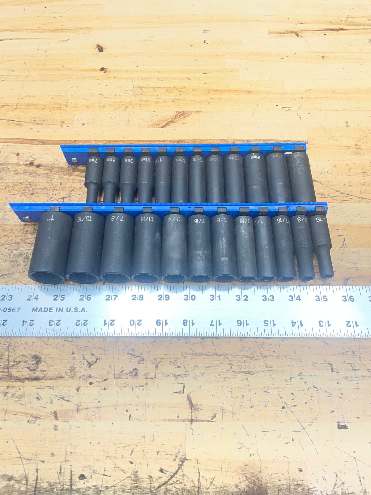 GP Grey Pneumatic 3/8” SAE & Metric Deep Impact Sockets 24pc 7-18mm & 5/16”-1”