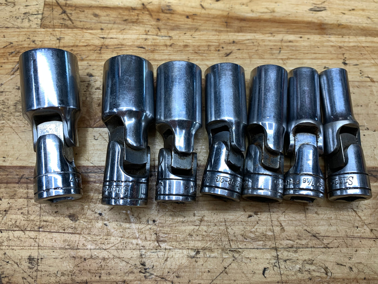 Snap On SAE 3/8” Swivel Universal Socket Set 7pc USA 207FSU