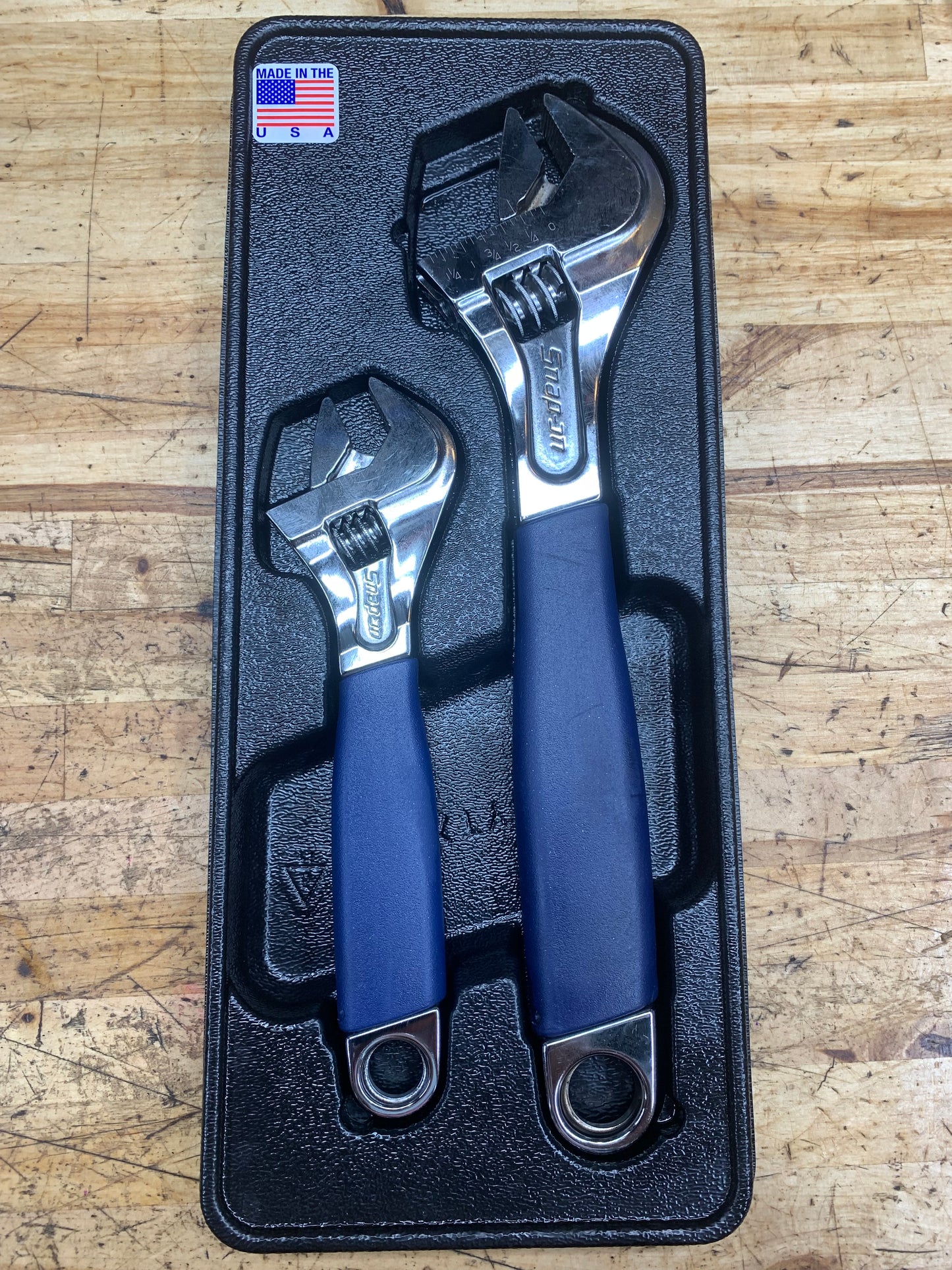 Snap On Power Blue Adjustable Wrench Tray Set 2pc USA FADH702C1