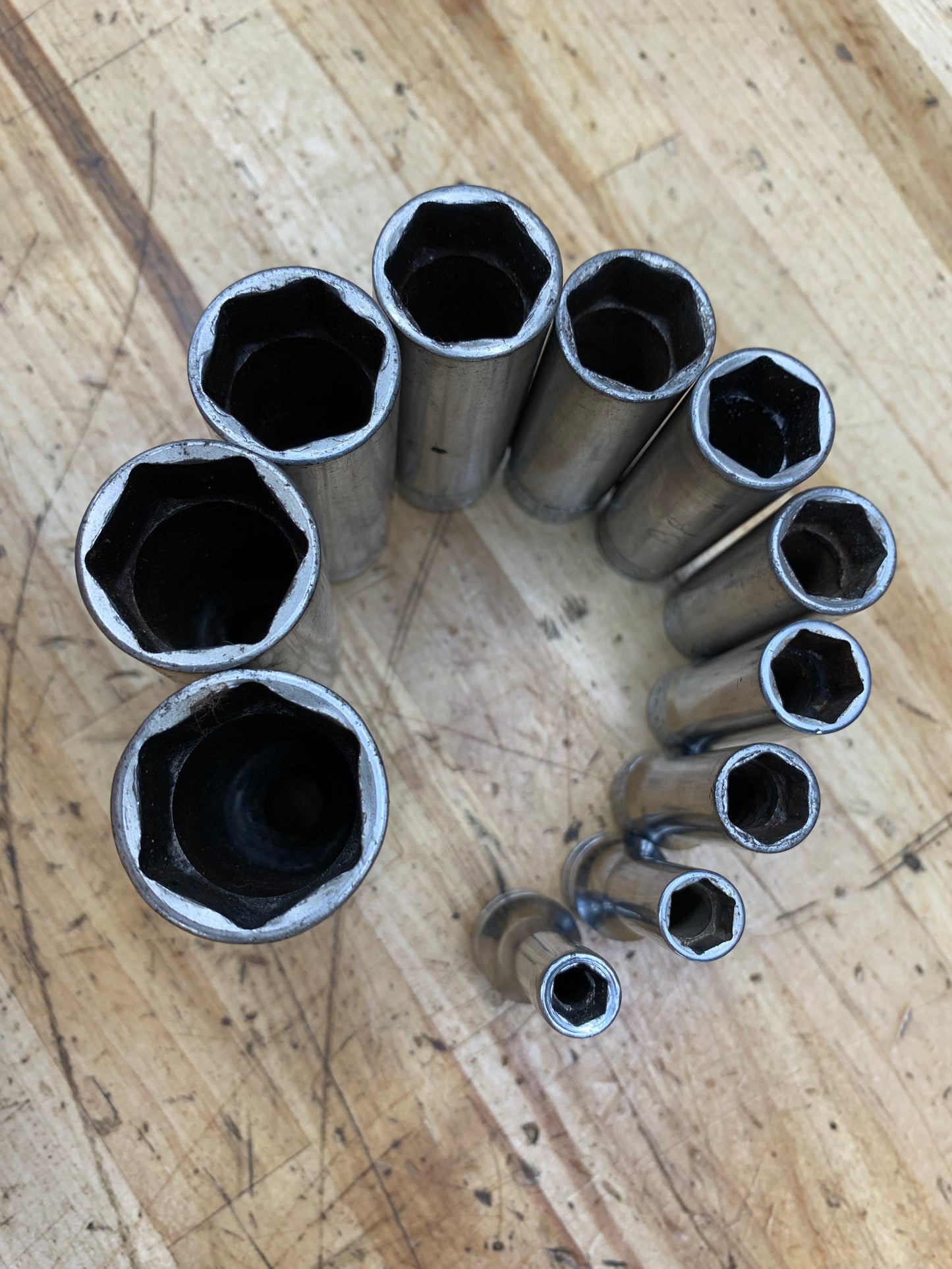 Snap On 3/8” SAE Deep Socket Set 11pc 1/4"-7/8" USA 211SFSY
