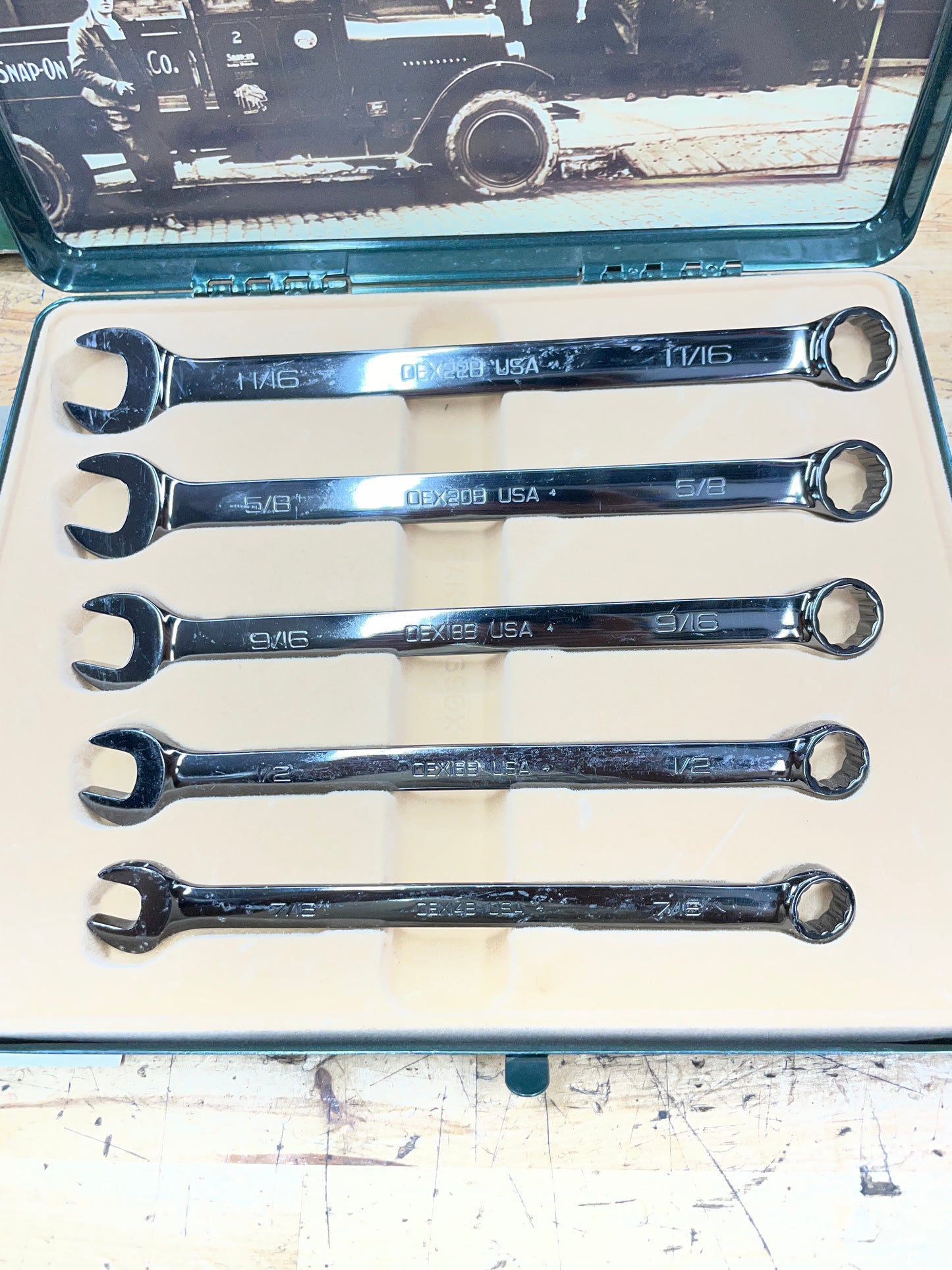 Snap On 75th Anniversary Edition 1995 24K Gold Engraved SAE Wrench Set 5pc USA KRA285