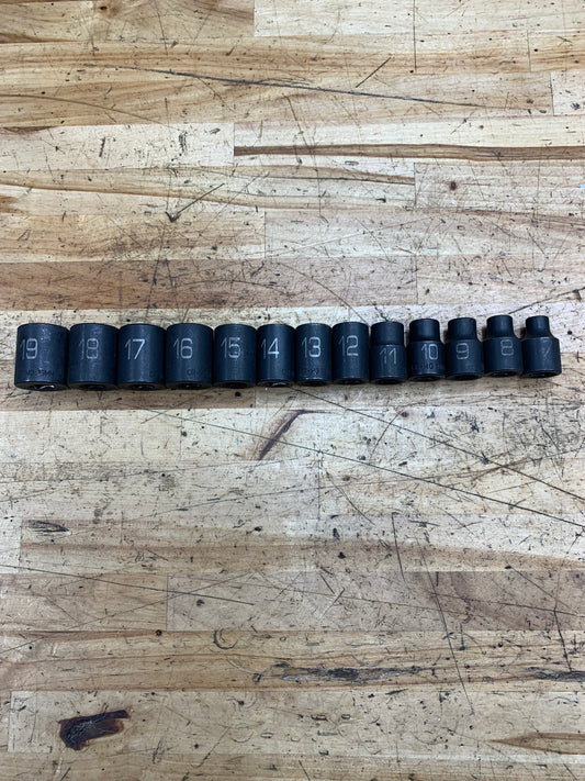 Matco 3/8” Metric Impact Shallow Socket Set 13pc 7-19mm SBPM136V