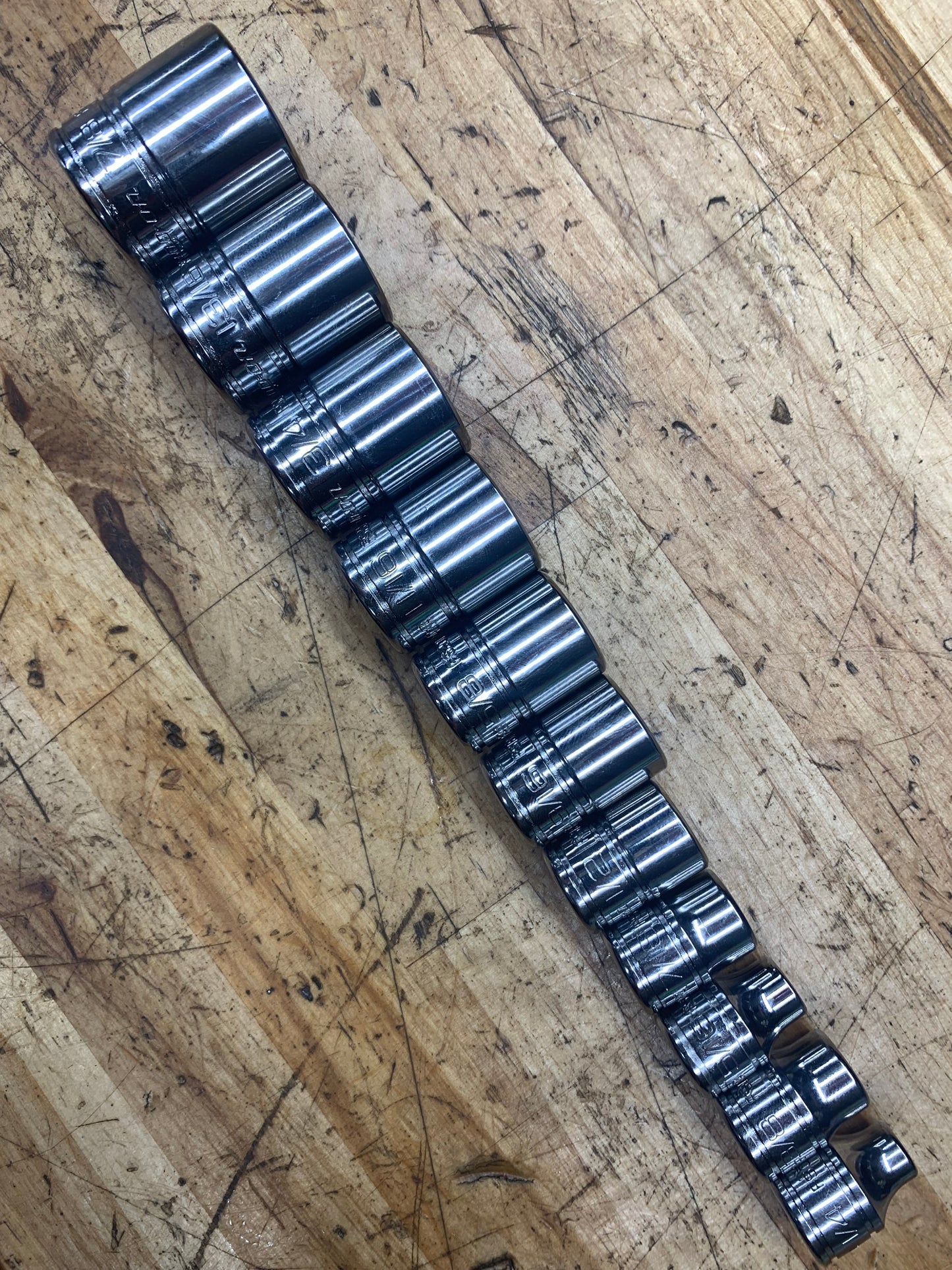 Snap On 3/8" SAE Shallow Socket Set 11pc MINT USA 211FSY