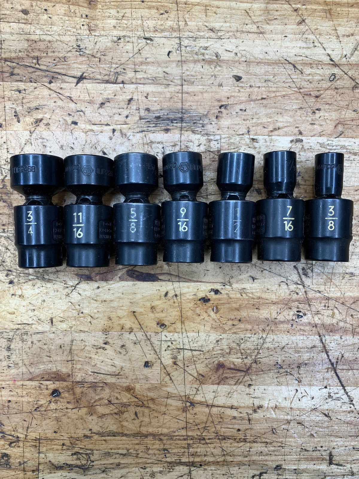 Matco 3/8" SAE Swivel Universal Impact Shallow Socket Set 7pc 3/8"-3/4"SXUP76TR