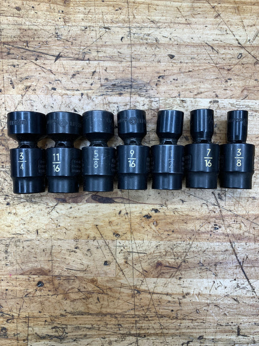 Matco 3/8" SAE Swivel Universal Impact Shallow Socket Set 7pc 3/8"-3/4"SXUP76TR