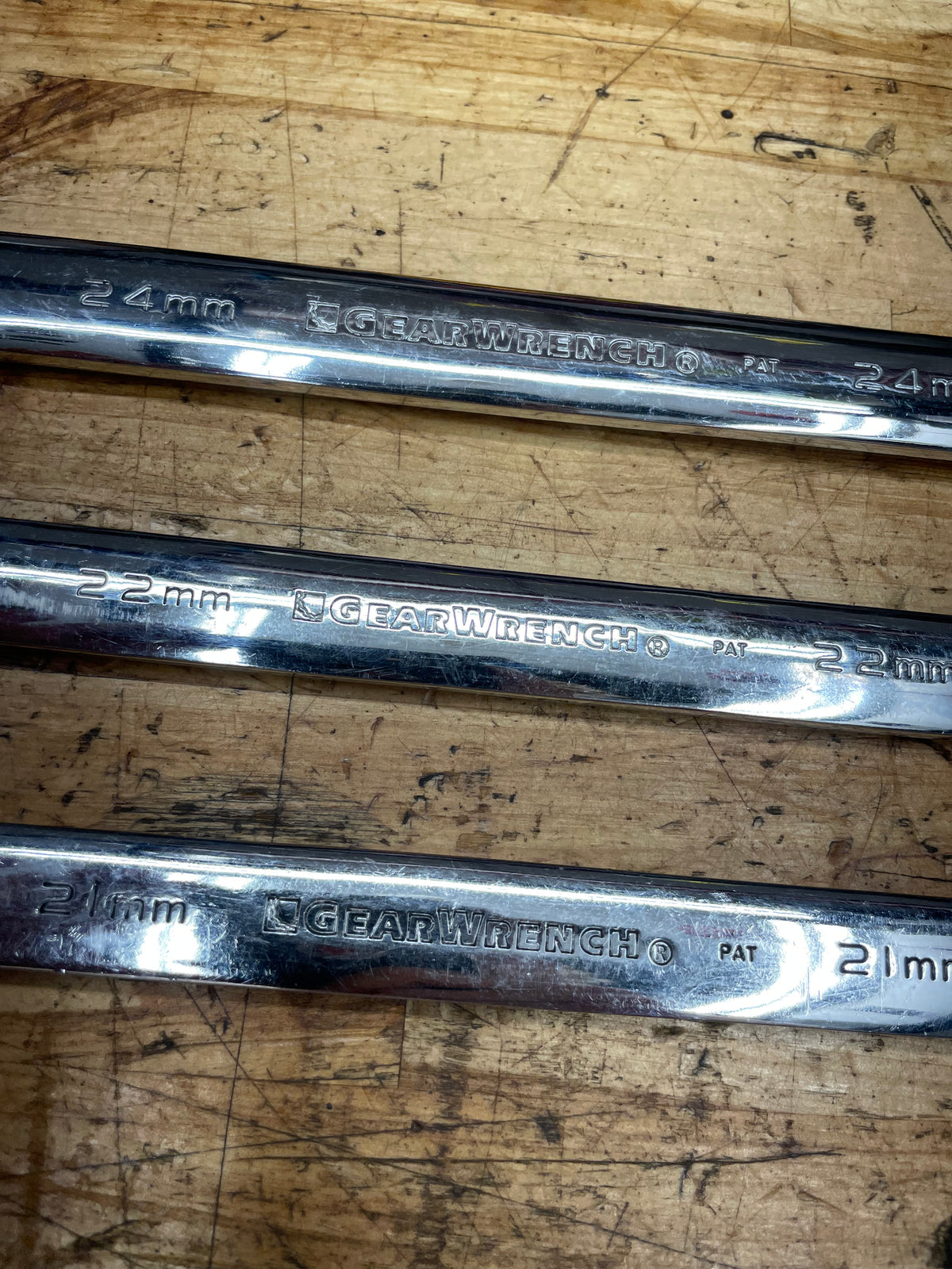 Gearwrench Metric Large Size Ratcheting Combo Wrench Set 21,22,24mm