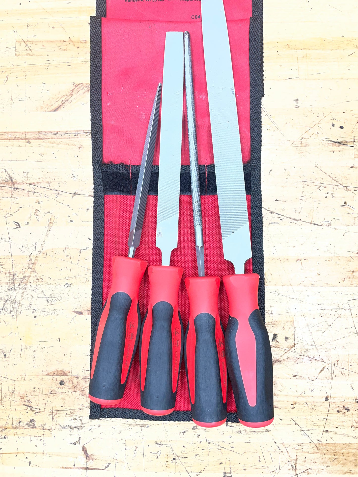 Snap On File Set Bastard Cut Instinct Handle 4pc USA C0416B