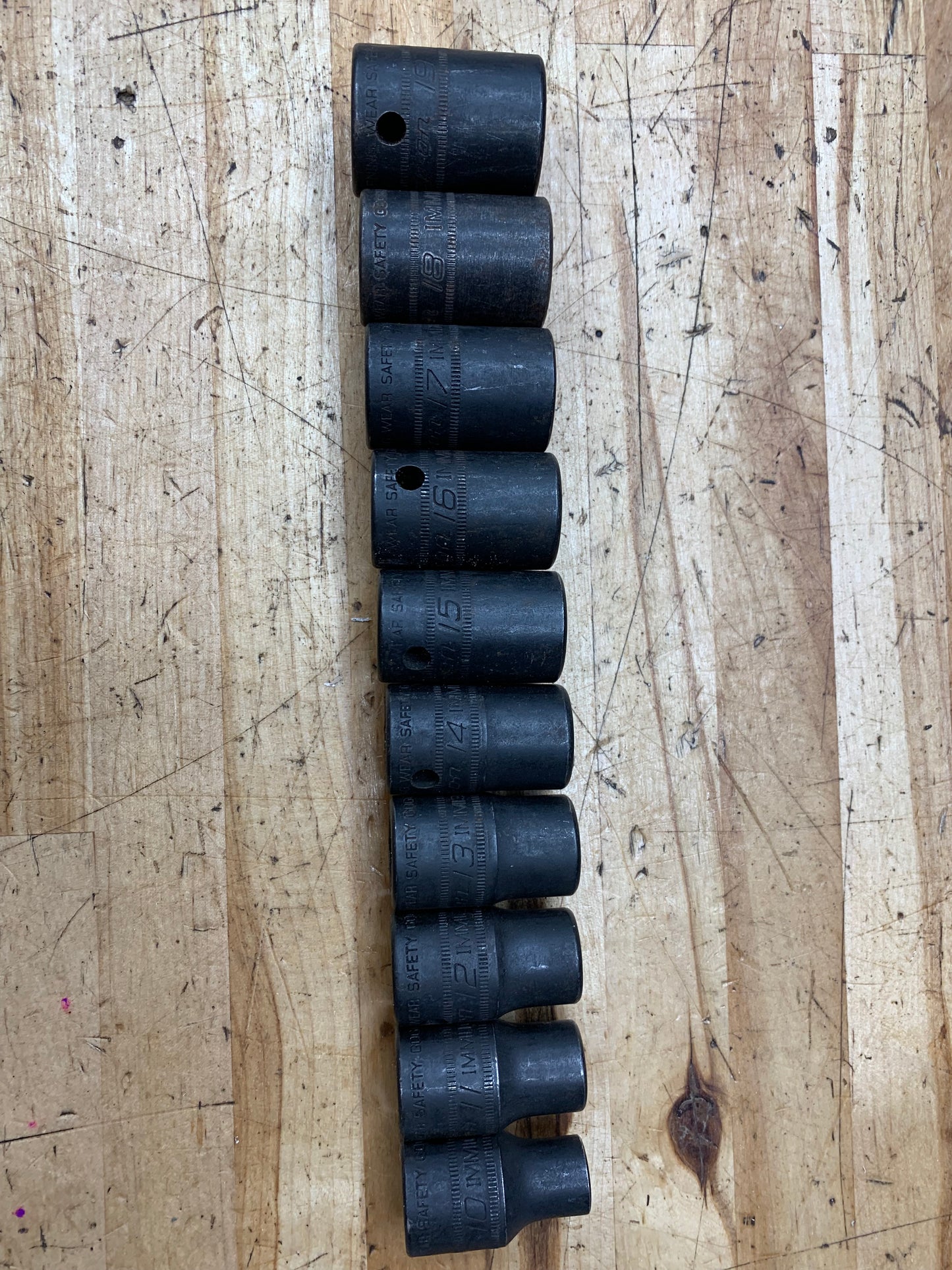 Snap On 1/2" Metric Shallow Impact Socket Set 10-19mm USA 10pc 310IMMYA