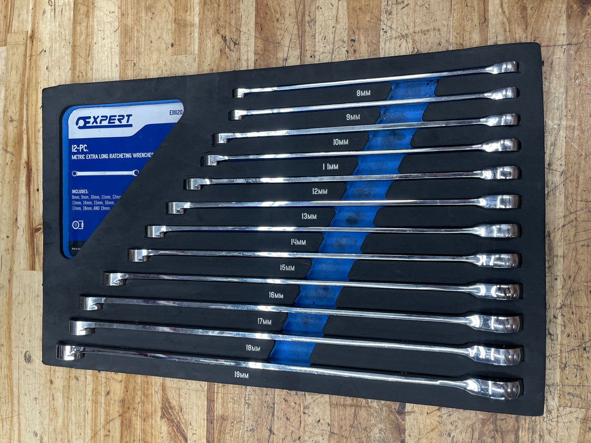 Expert by Mac Tools Metric Extra Long Ratcheting Box Wrench Set 8-19mm 12pc E111120