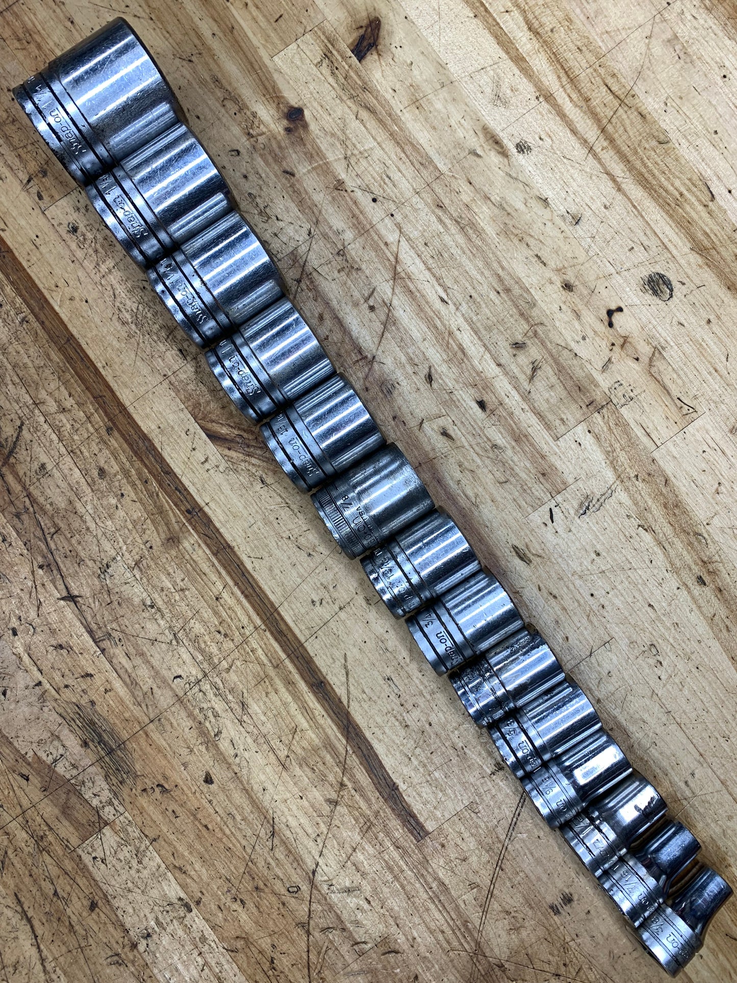 Snap On 1/2” SAE Shallow Socket Set 14pc USA 3/8"- 1-1/4"