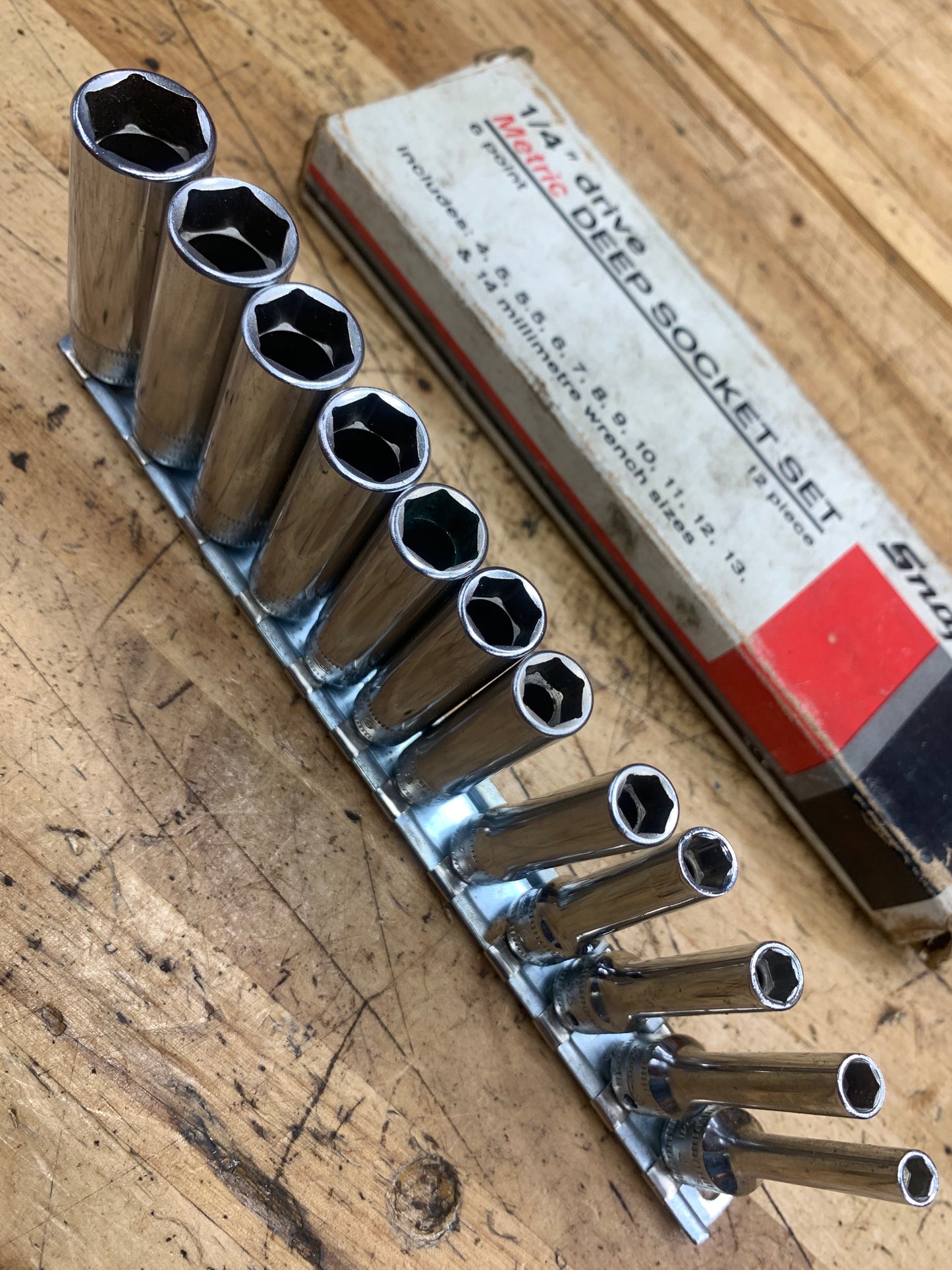 Snap On 1/4" Metric Vintage Deep Socket Set 12pc USA EXCELLENT CONDITION 112STMMY