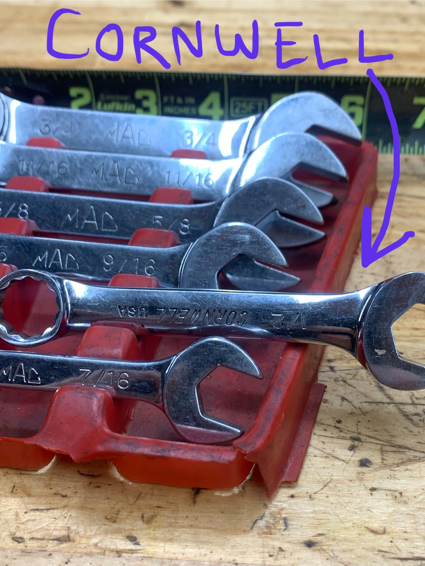 Mac Tools* SAE Stubby Combo Wrench Set 6pc USA
