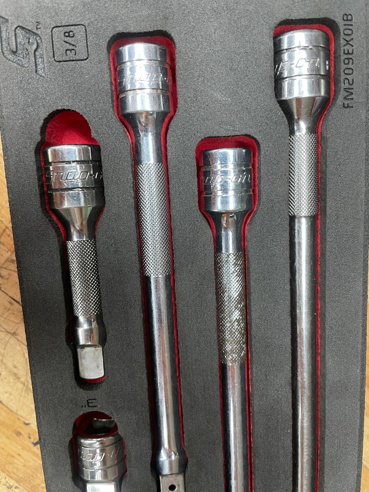 Snap On 3/8” Extension/Adapter Set 9pc Foam Tray USA 209AFXAFR