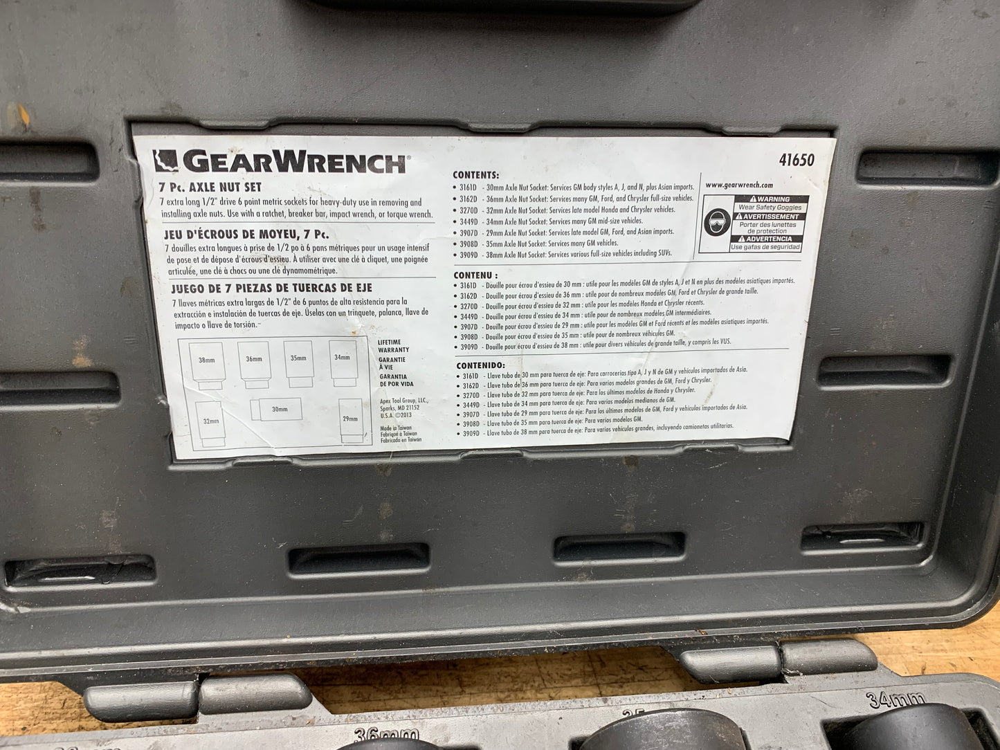 Gearwrench 7pc Axle Nut Set 41650