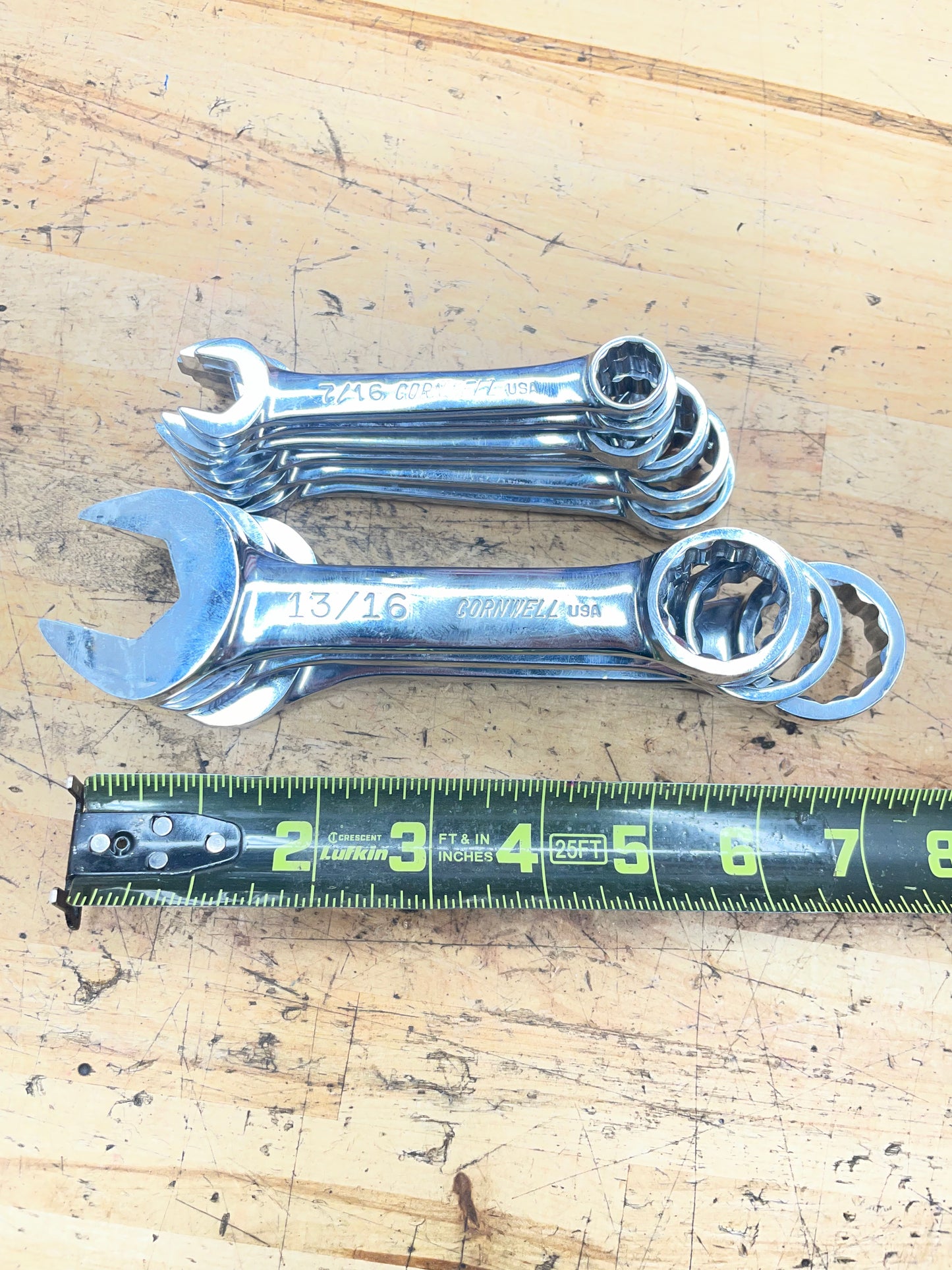 Cornwell SAE Stubby Combo Wrench Set 10pc 7/16”-1” USA WCXS110ST