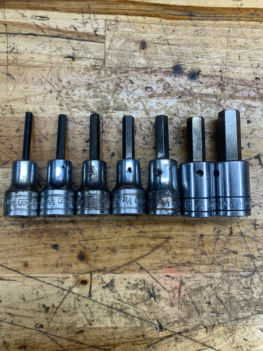 Snap On 3/8" SAE Hex Bit Socket Set USA 7pc. USA