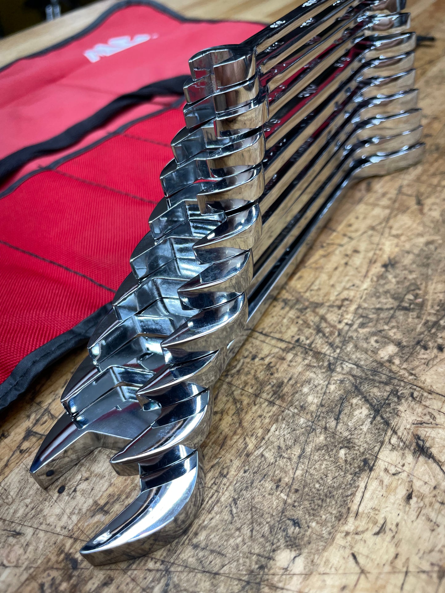 Mac Tools SAE Four Way Angle Open Wrench Set 11pc. 3/8”-1” LIKE NEW USA SDA11K
