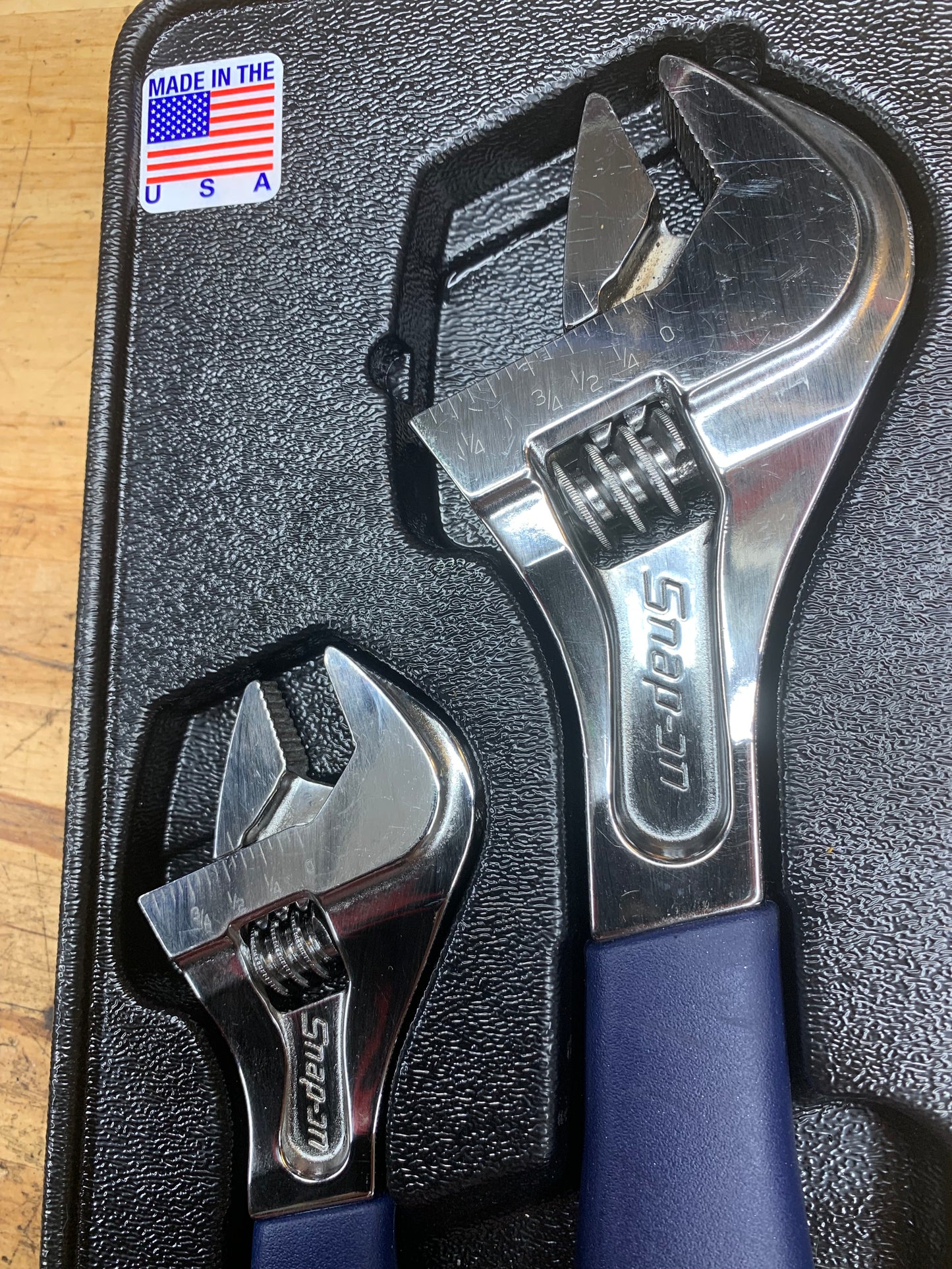 Snap On Power Blue Adjustable Wrench Tray Set 2pc USA FADH702C1