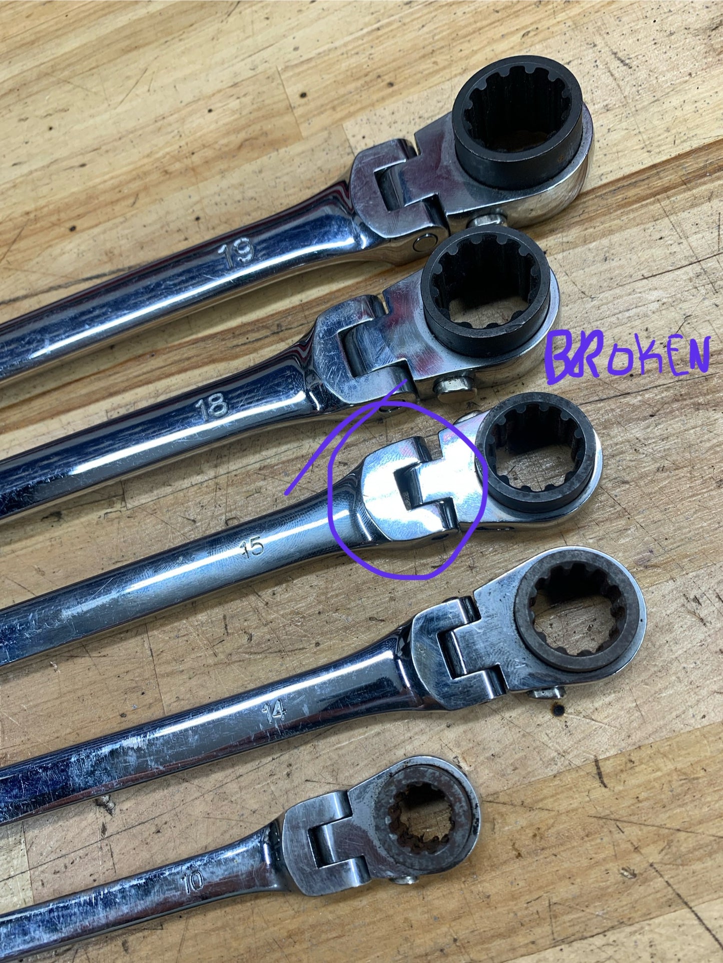 Platinum XL Metric Flex Head Ratcheting Wrench Set 5pc 8-19mm