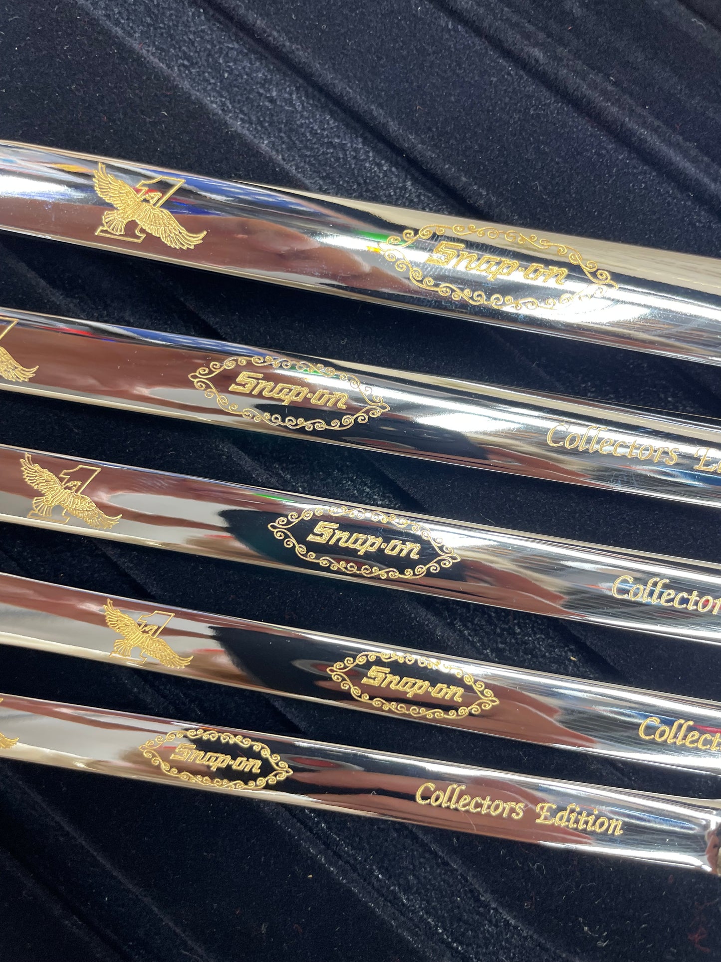 Snap On Collector Wrench Series 24K Gold Engraved SAE Combo Wrench Set 5pc USA