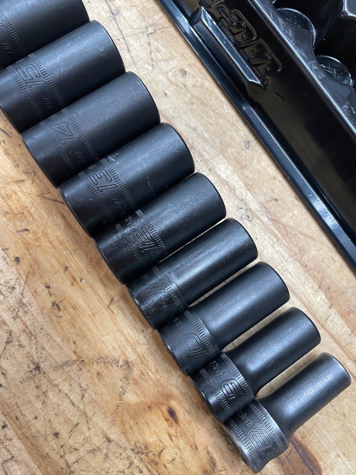 Snap On 3/8” Metric Semi Deep Impact Socket Set 12pc 8-19mm USA 212IMFMSYA
