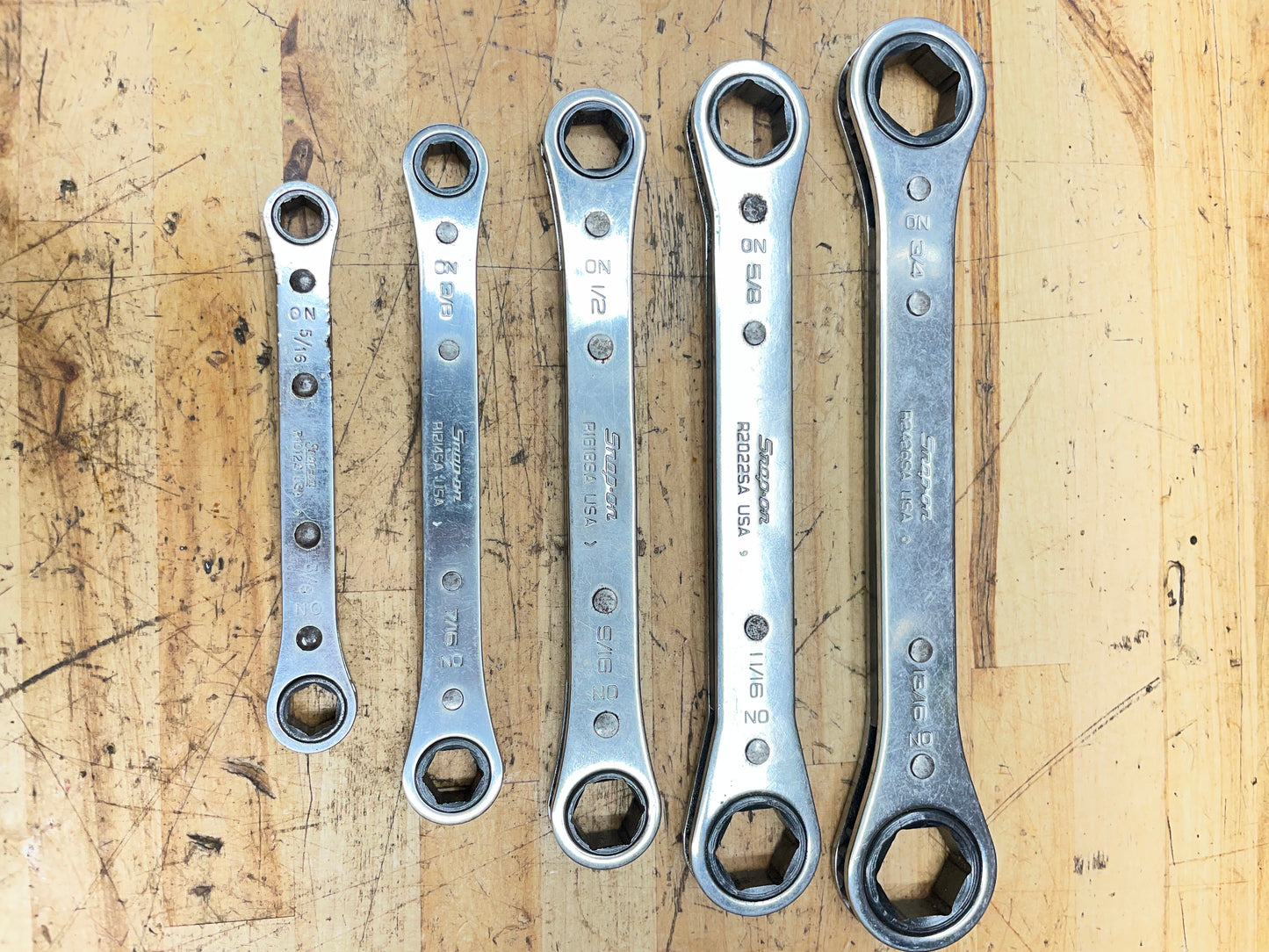 Snap On SAE Ratcheting Box Wrench Set 5pc 5/16”-13/16”USA RB605S