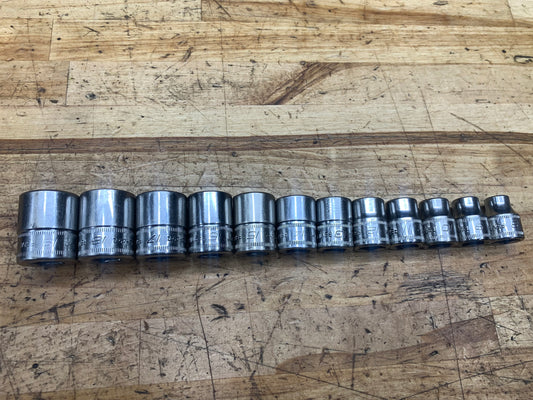 Snap On 3/8” Metric 12pc Shallow Socket Set USA 212FSMY