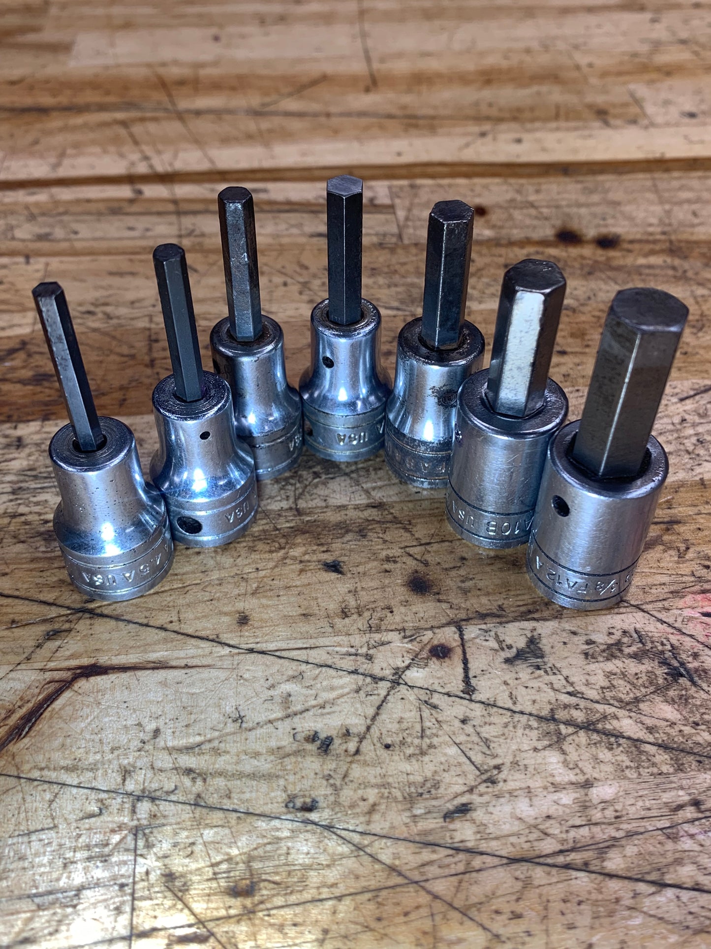 Snap On 3/8" SAE Hex Bit Socket Set USA 7pc. USA