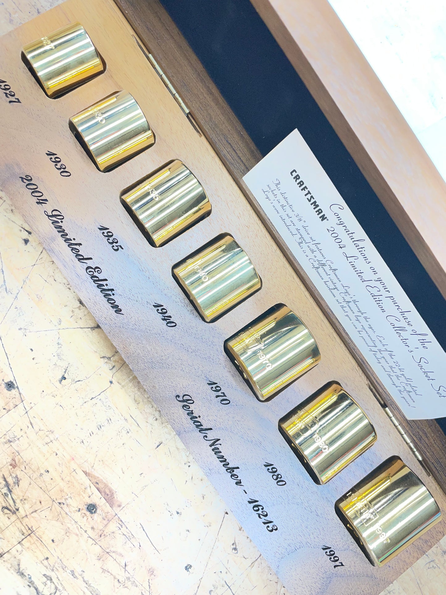 Craftsman Tools 2004 Limited Edition 22k Gold Plated SAE Socket Set USA