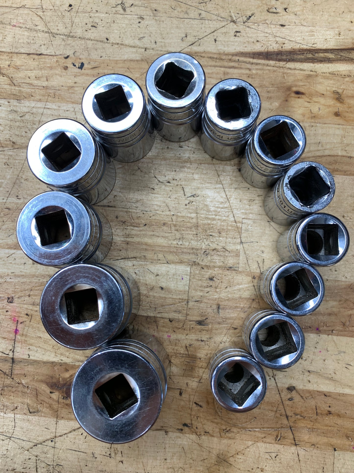 Snap On 1/2" SAE Shallow Socket Set 3/8"-1-1/8" 13pc USA 313SWYA