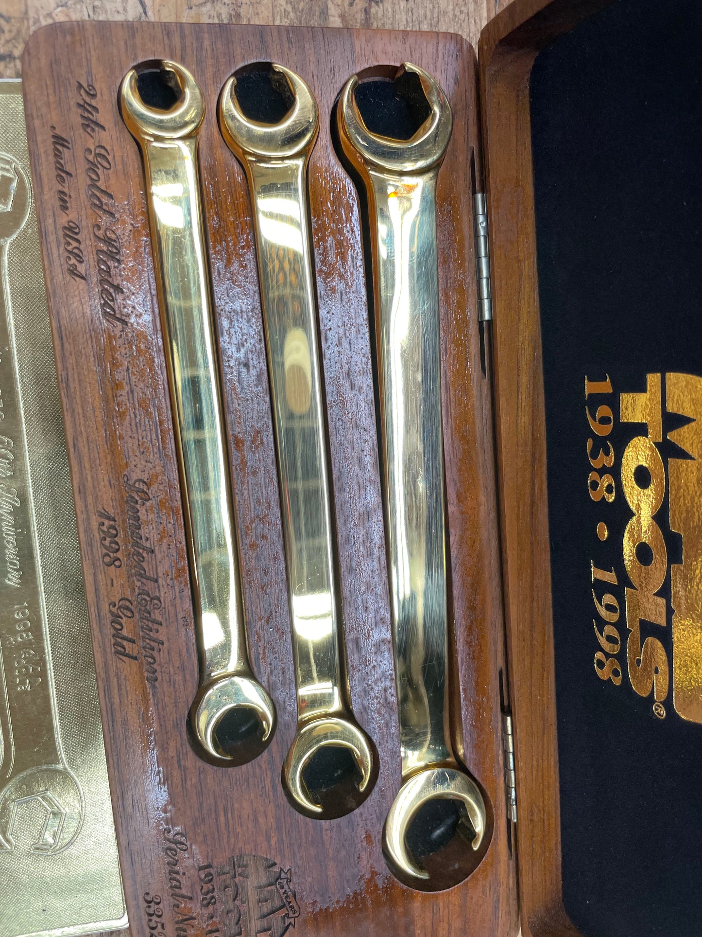 Mac Tools 1998 60th Anniversary Limited Edition 24k Gold Plated Flare Wrench Set USA 1998GOLD