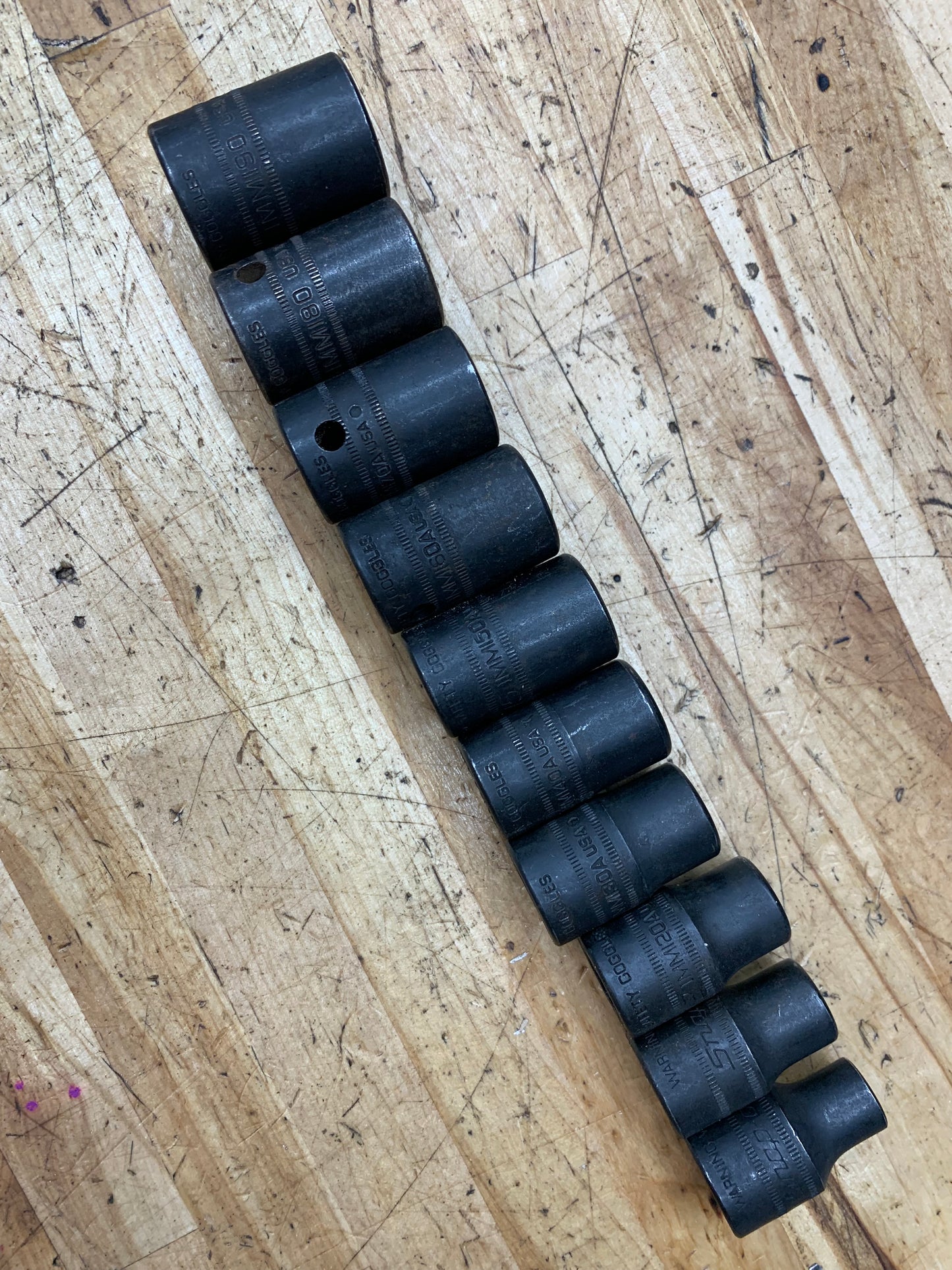 Snap On 1/2" Metric Shallow Impact Socket Set 10-19mm USA 10pc 310IMMYA
